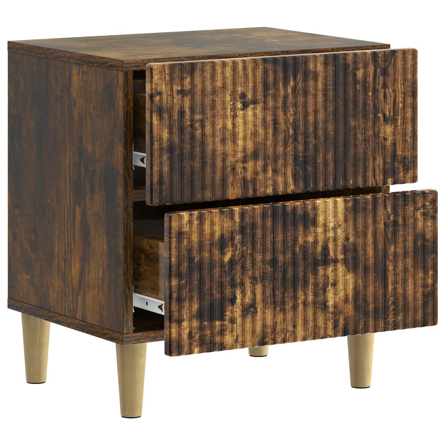 Nachtkastje 2 pcs Gerookt eiken 43 x 34,5 x 48 cm Bewerkt hout is nu te koop bij PeponiXL, paradijselijk wonen!
