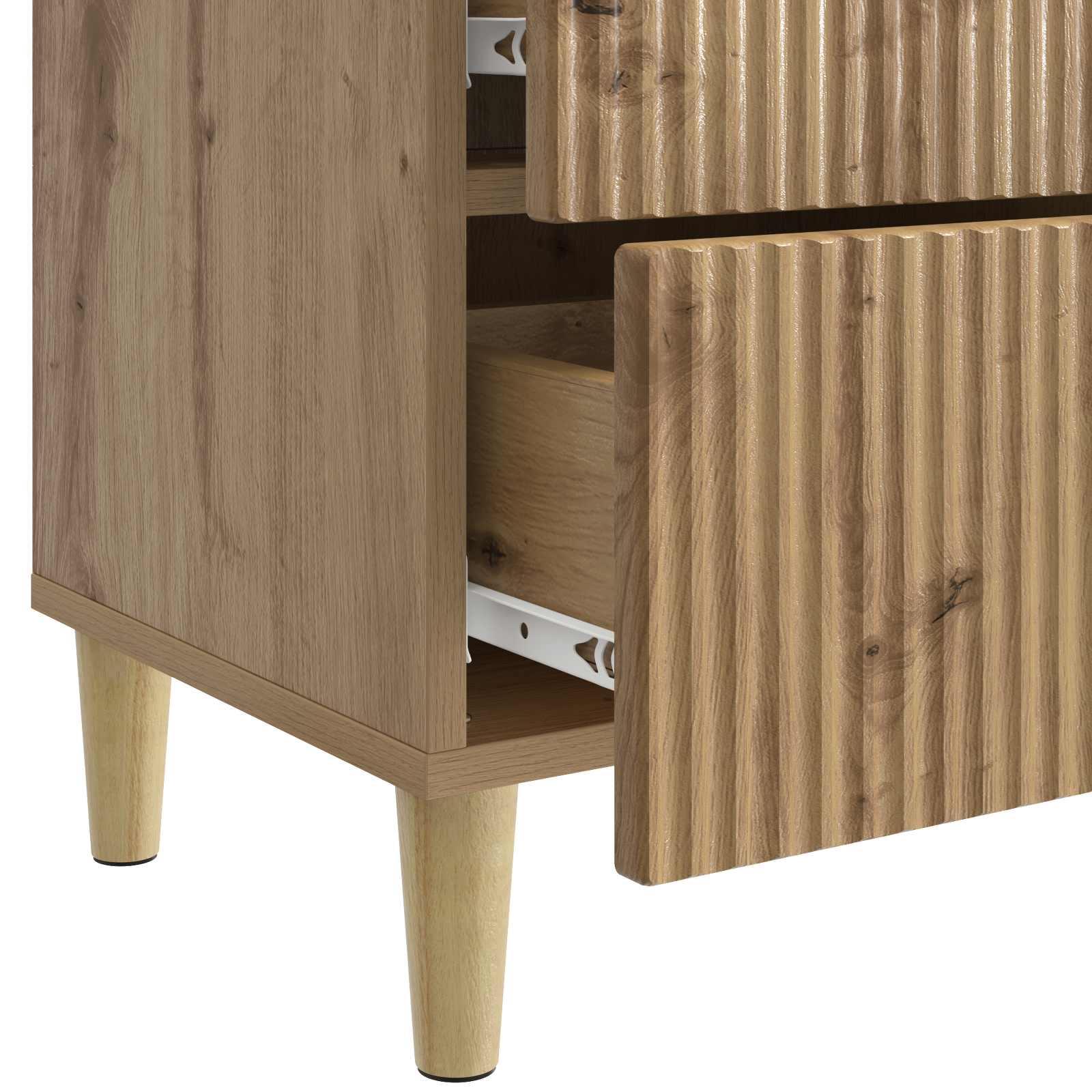 Nachtkastje Artisanaal eiken 43 x 34,5 x 48 cm Bewerkt hout is nu te koop bij PeponiXL, paradijselijk wonen!
