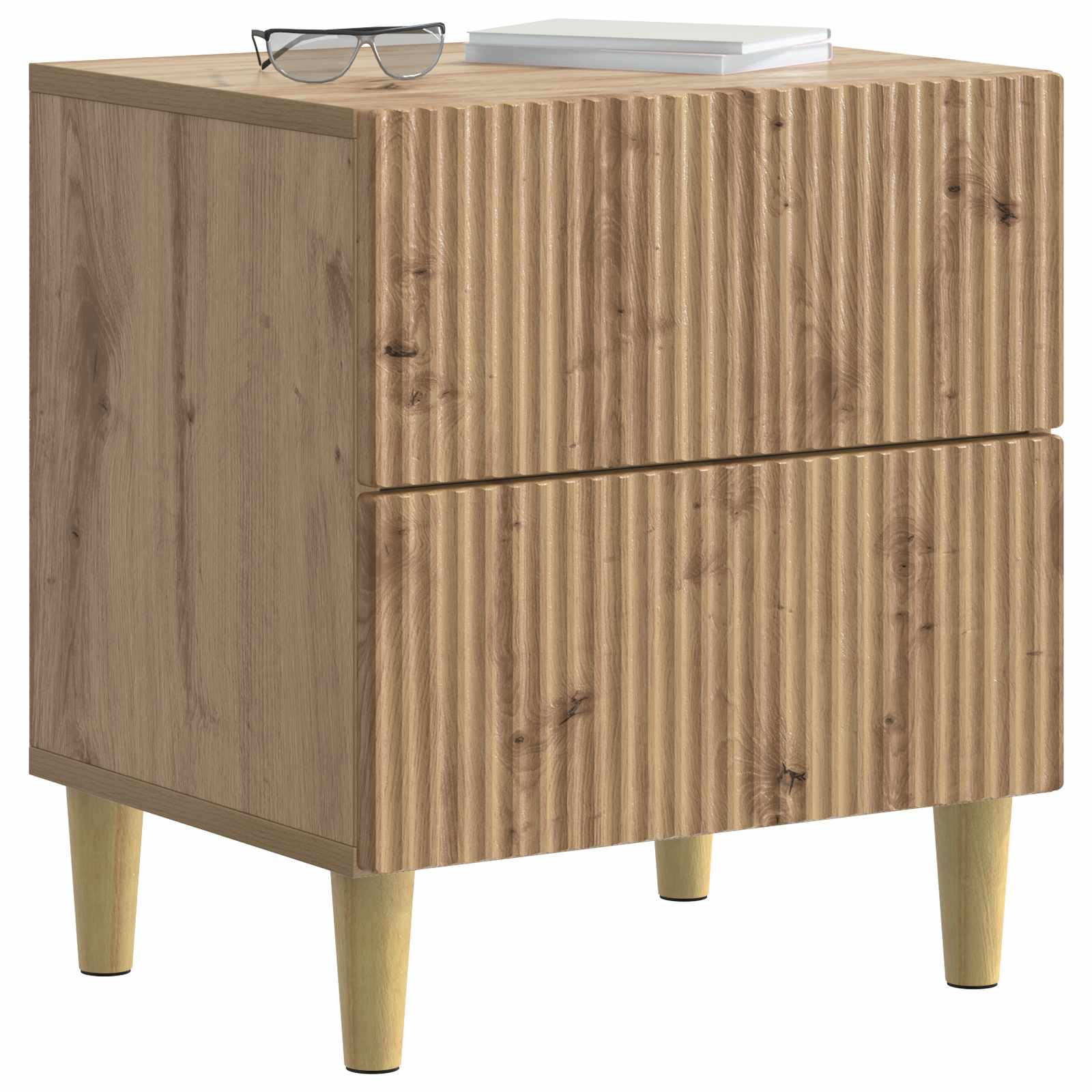 Nachtkastje Artisanaal eiken 43 x 34,5 x 48 cm Bewerkt hout is nu te koop bij PeponiXL, paradijselijk wonen!