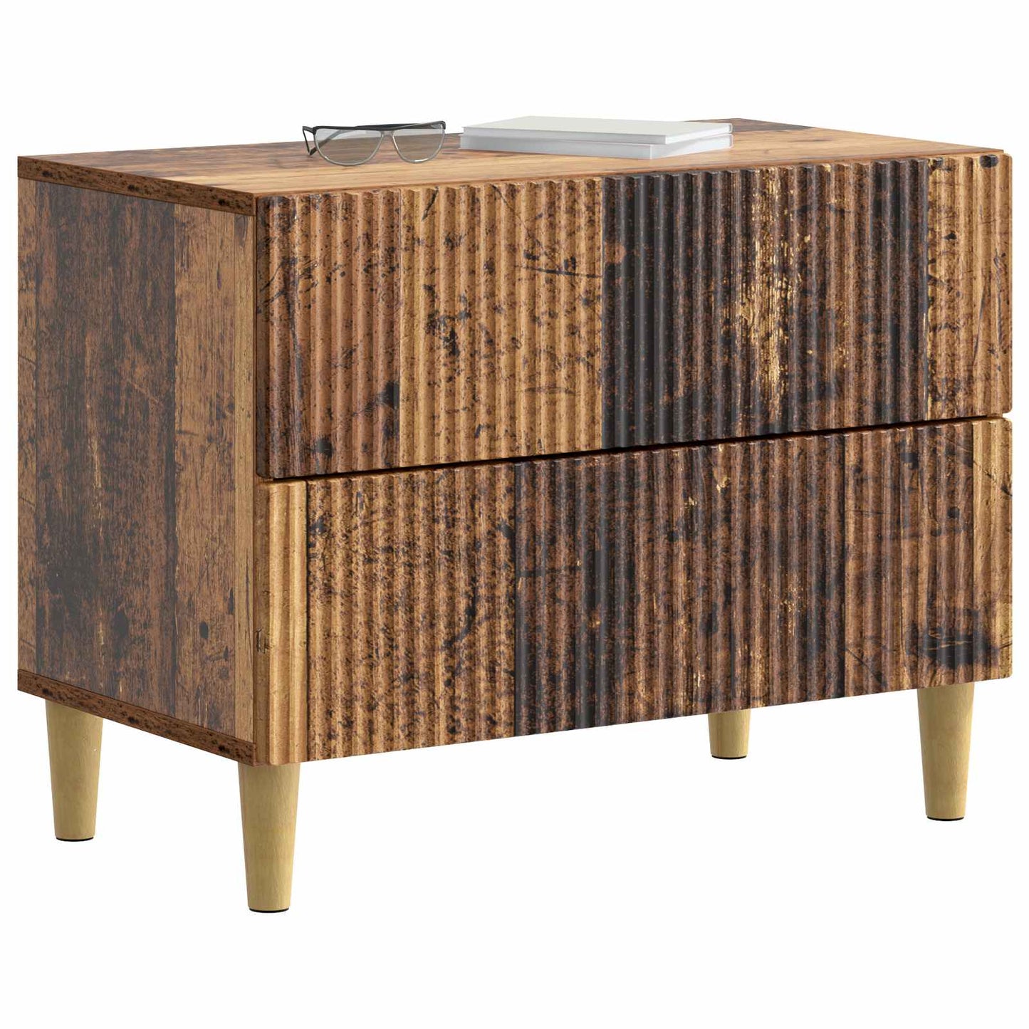 Nachtkastje met lade Oud hout 62 x 34,5 x 48 cm Bewerkt hout is nu te koop bij PeponiXL, paradijselijk wonen!
