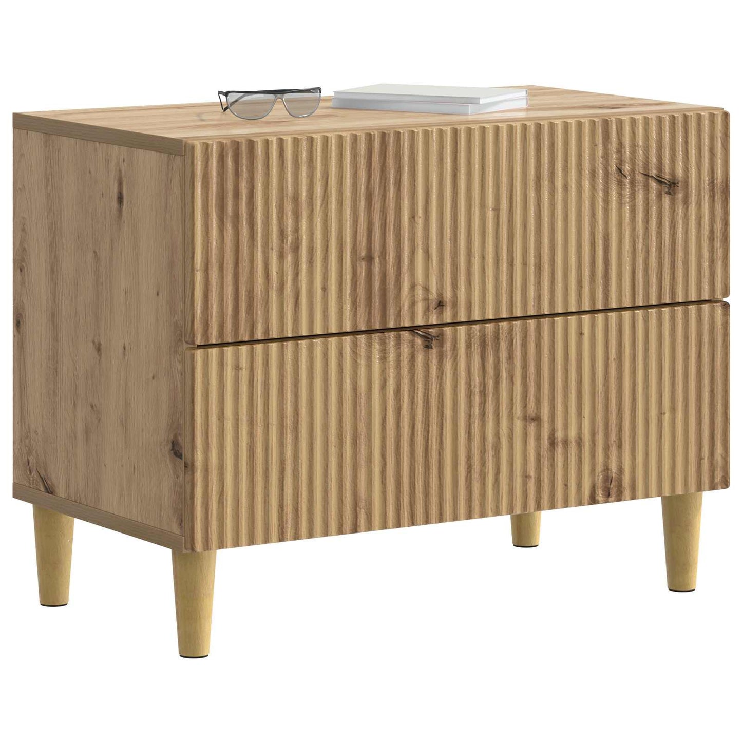 Nachtkastje Artisanaal eiken 62 x 34,5 x 48 cm Bewerkt hout is nu te koop bij PeponiXL, paradijselijk wonen!