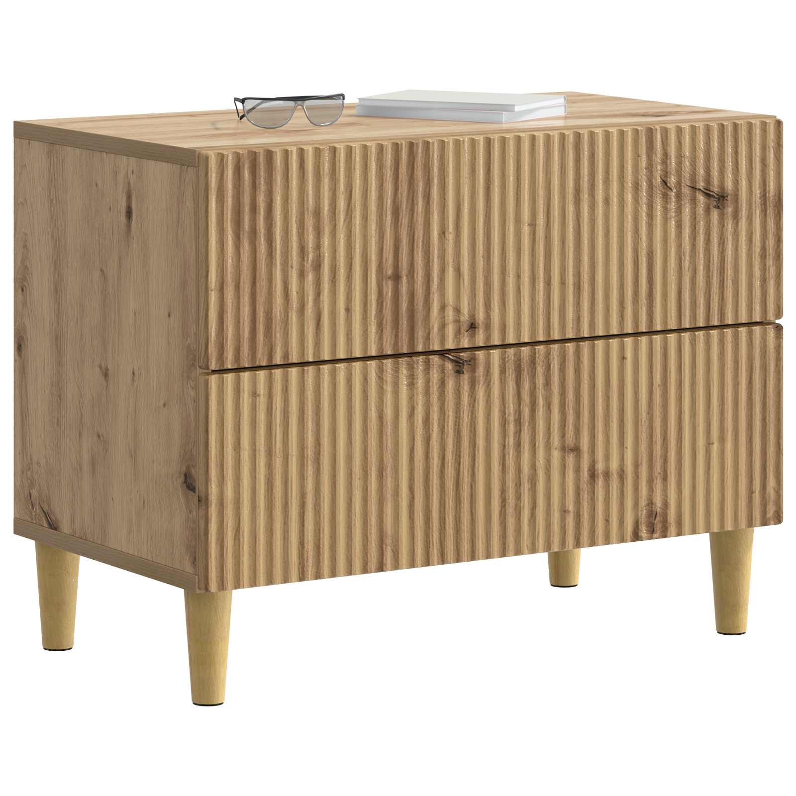 Nachtkastje Artisanaal eiken 62 x 34,5 x 48 cm Bewerkt hout is nu te koop bij PeponiXL, paradijselijk wonen!