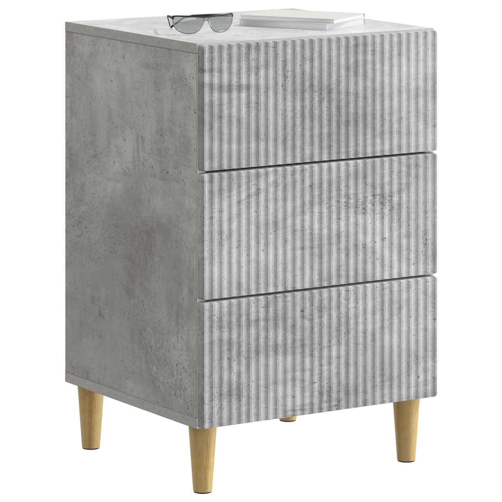 Nachtkastje met lade Betongrijs 43 x 41 x 66,5 cm Bewerkt hout is nu te koop bij PeponiXL, paradijselijk wonen!
