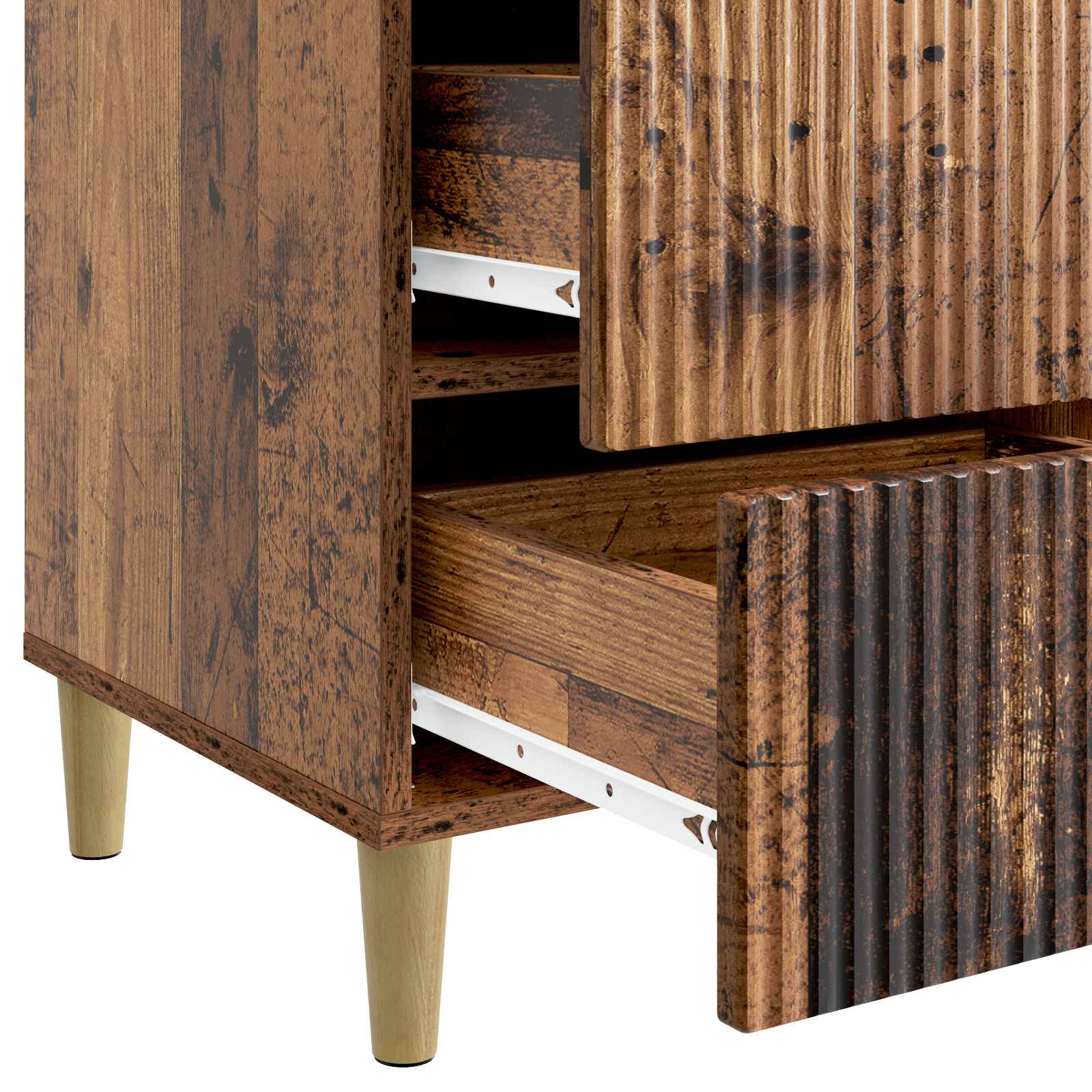 Nachtkastje met lade Oud hout 43 x 41 x 66,5 cm Bewerkt hout is nu te koop bij PeponiXL, paradijselijk wonen!