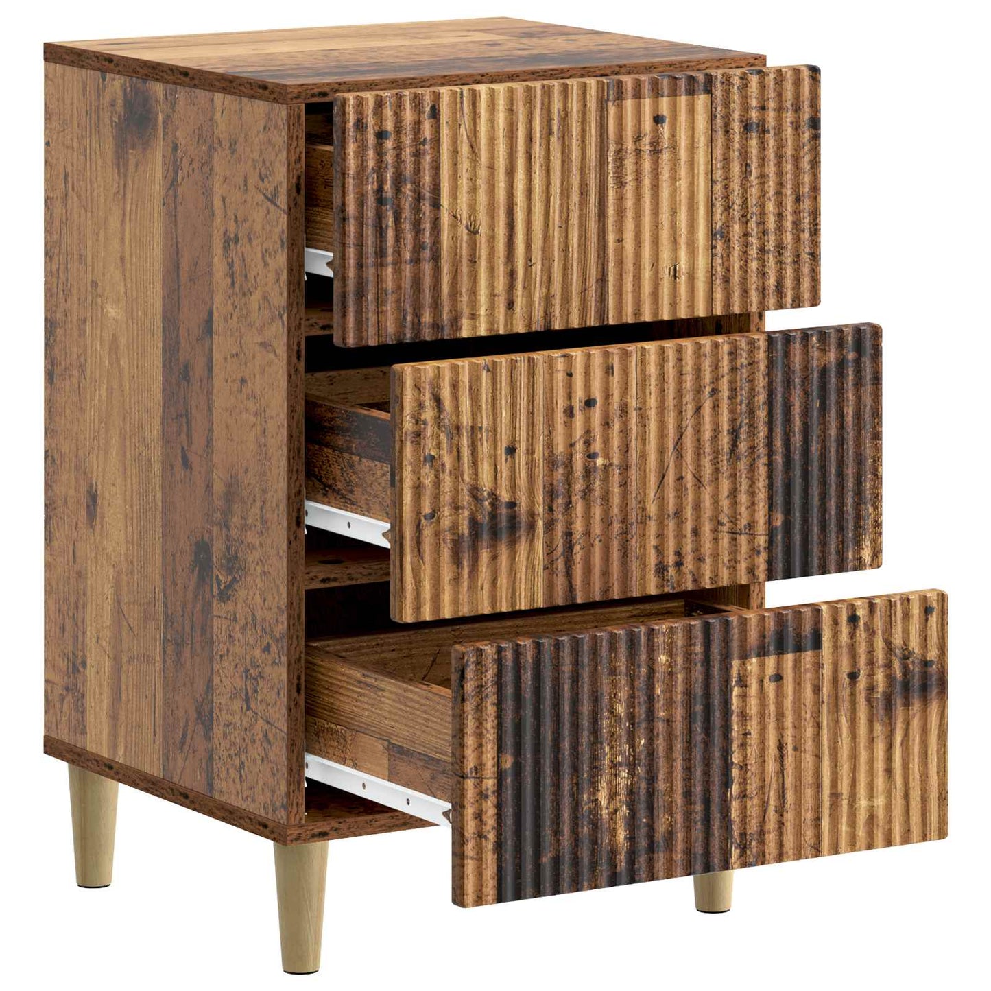 Nachtkastje met lade Oud hout 43 x 41 x 66,5 cm Bewerkt hout is nu te koop bij PeponiXL, paradijselijk wonen!