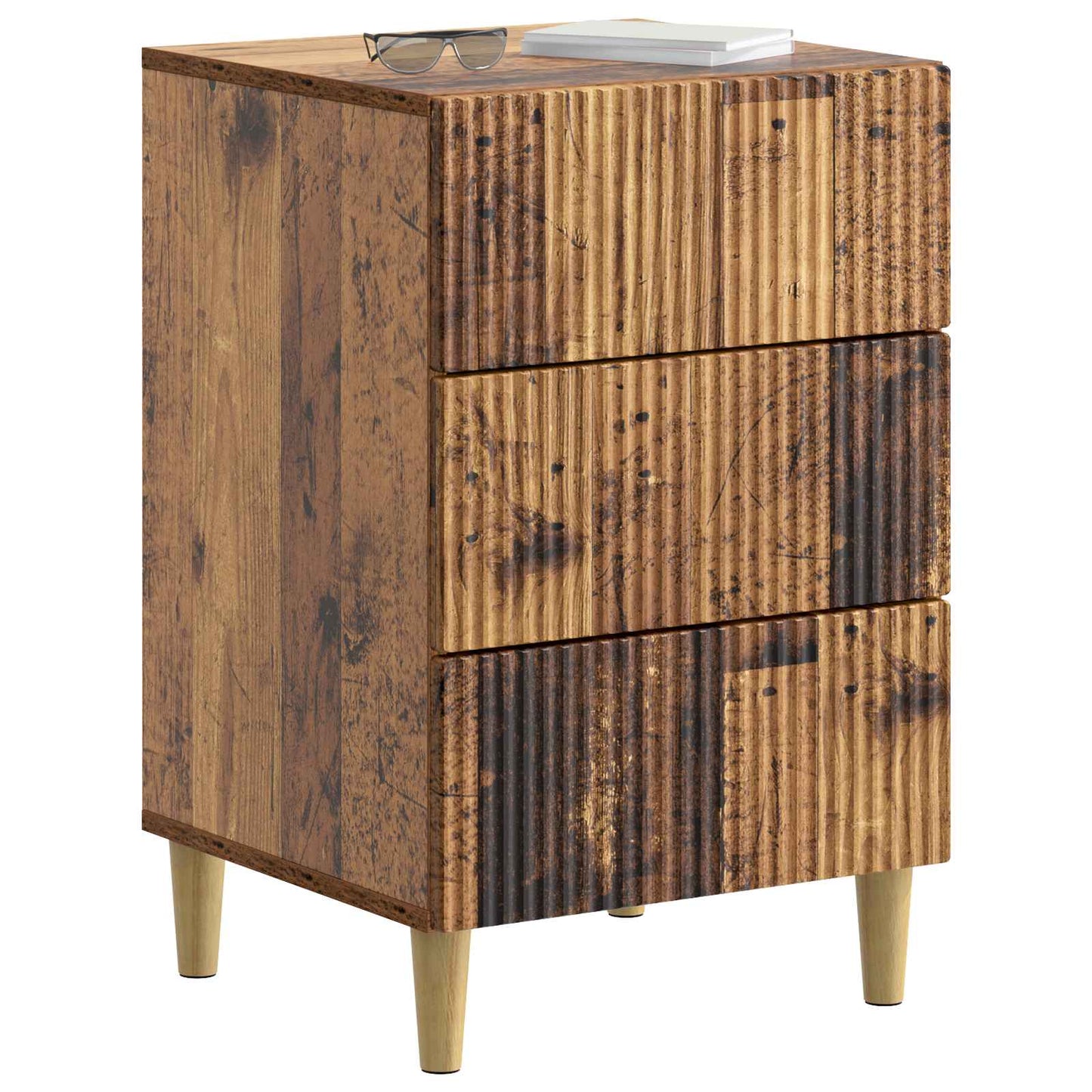 Nachtkastje met lade Oud hout 43 x 41 x 66,5 cm Bewerkt hout is nu te koop bij PeponiXL, paradijselijk wonen!