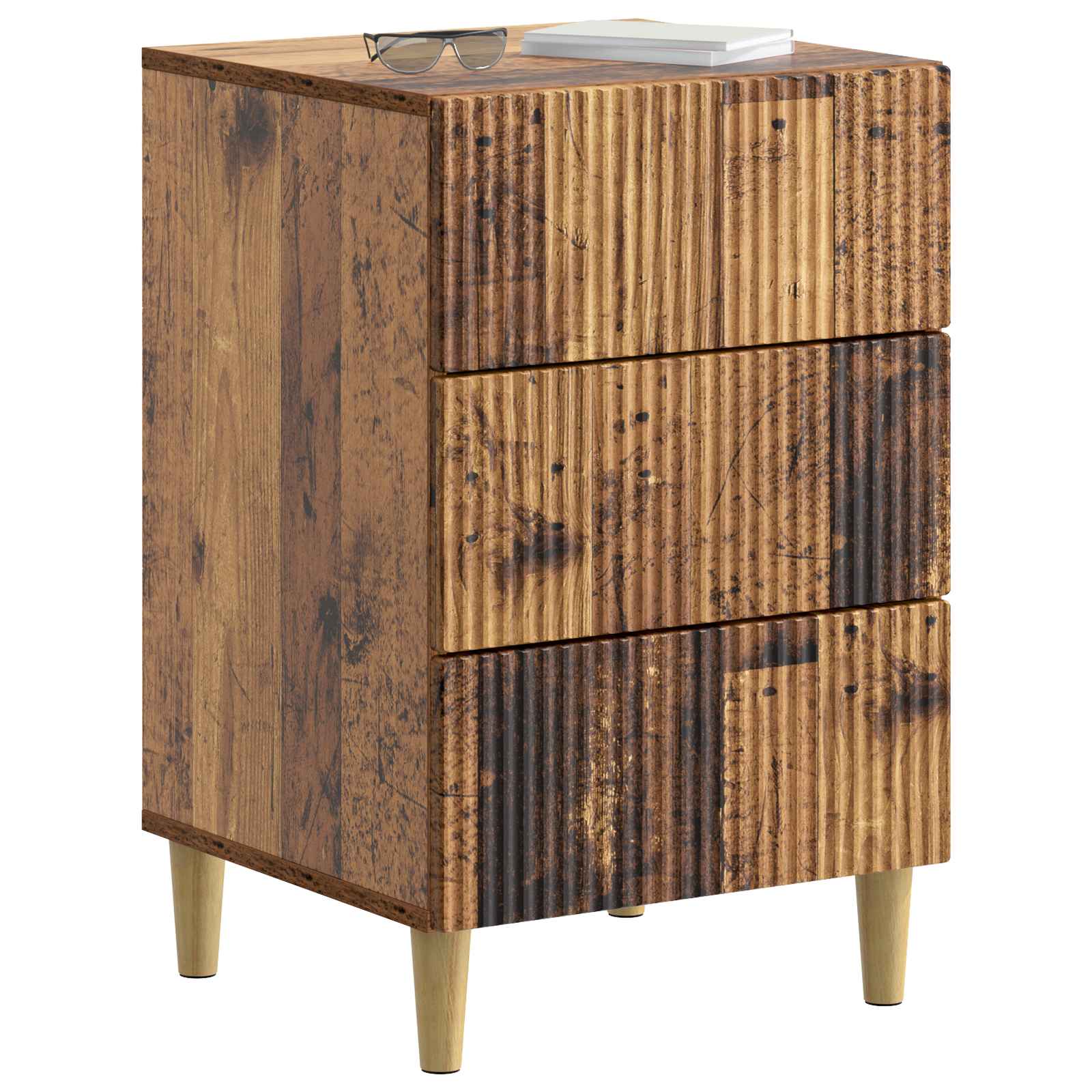 Nachtkastje met lade Oud hout 43 x 41 x 66,5 cm Bewerkt hout is nu te koop bij PeponiXL, paradijselijk wonen!