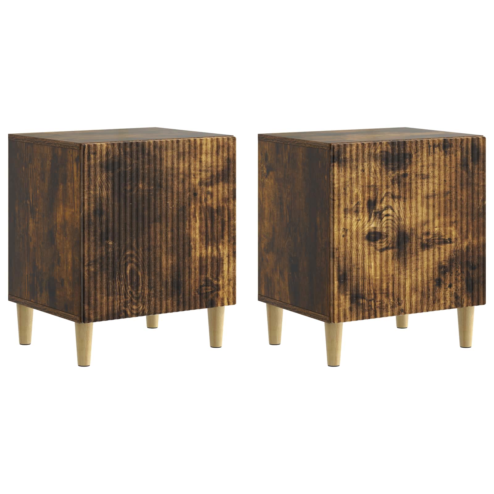 Nachtkastje 2 pcs Gerookt eiken 43 x 34,5 x 50 cm Bewerkt hout is nu te koop bij PeponiXL, paradijselijk wonen!