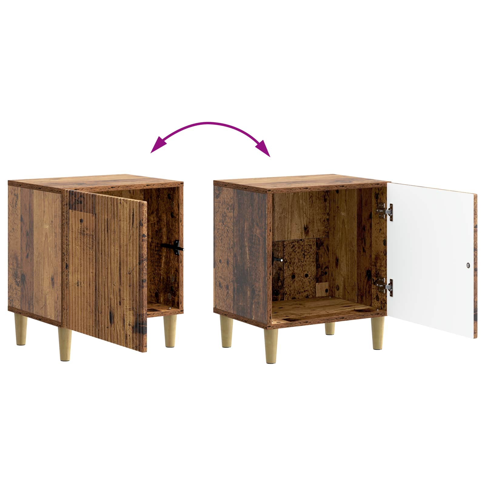 Nachtkastje 2 pcs Oud hout 43 x 34,5 x 50 cm Bewerkt hout is nu te koop bij PeponiXL, paradijselijk wonen!