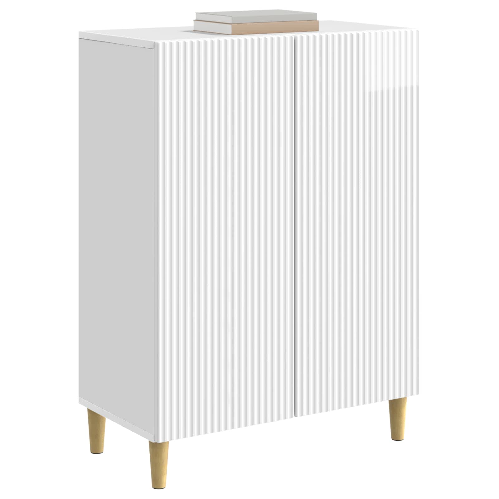 Dressoir Hoogglans Wit 66 x 34,5 x 90 cm Bewerkt hout is nu te koop bij PeponiXL, paradijselijk wonen!