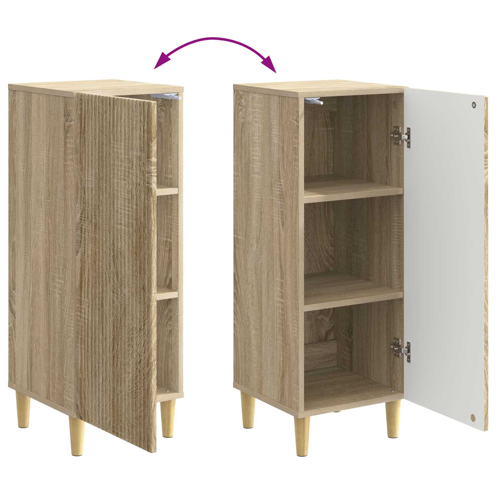 Dressoir Sonoma Eiken 33 x 34,5 x 90 cm Bewerkt hout is nu te koop bij PeponiXL, paradijselijk wonen!