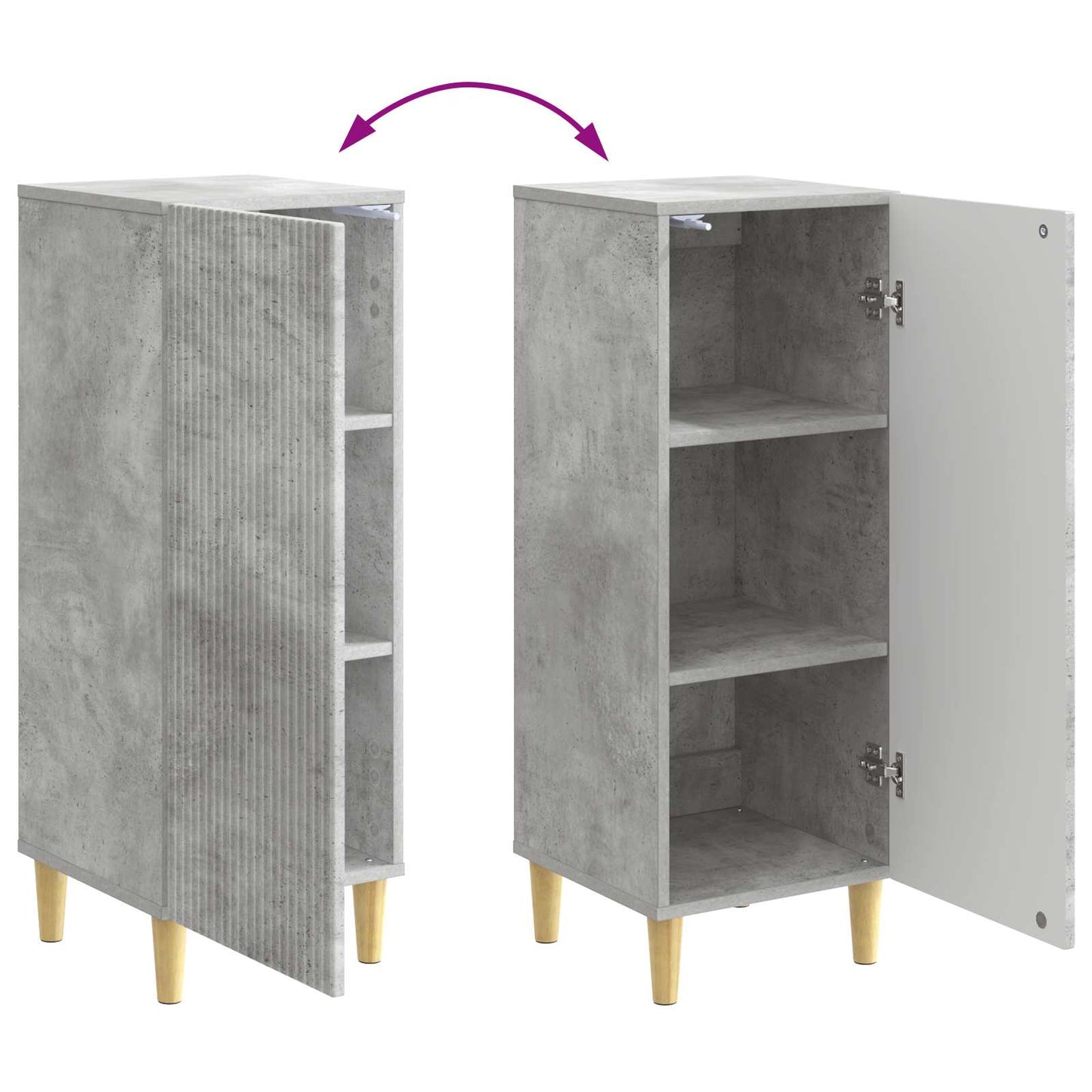 Dressoir Betongrijs 33 x 34,5 x 90 cm Bewerkt hout is nu te koop bij PeponiXL, paradijselijk wonen!