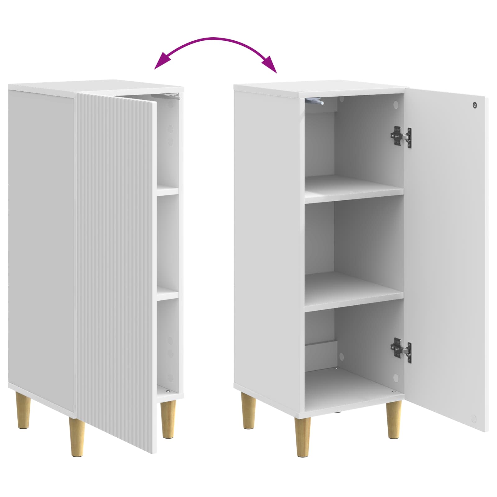 Dressoir Hoogglans Wit 33 x 34,5 x 90 cm Bewerkt hout is nu te koop bij PeponiXL, paradijselijk wonen!