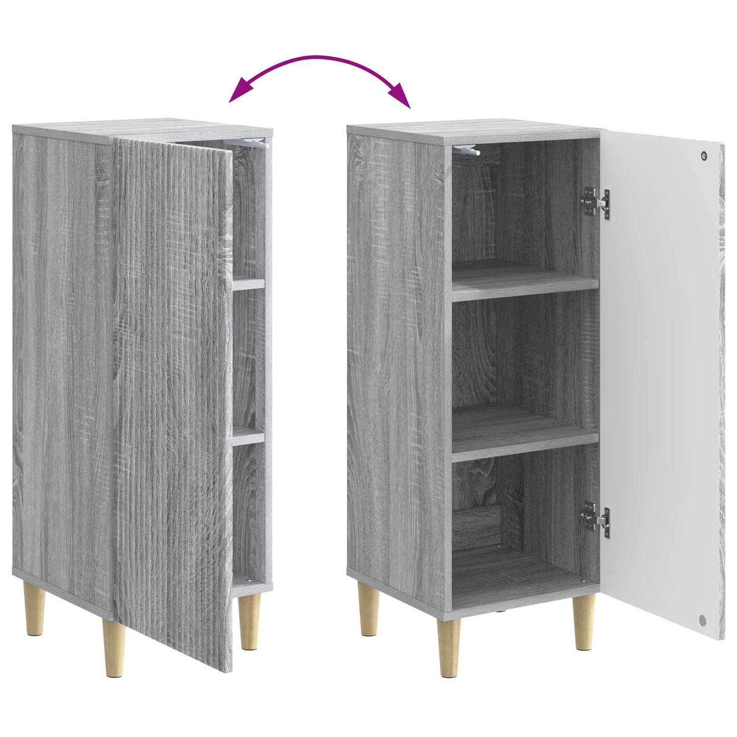 Dressoir Grijs sonoma 33 x 34,5 x 90 cm Bewerkt hout is nu te koop bij PeponiXL, paradijselijk wonen!