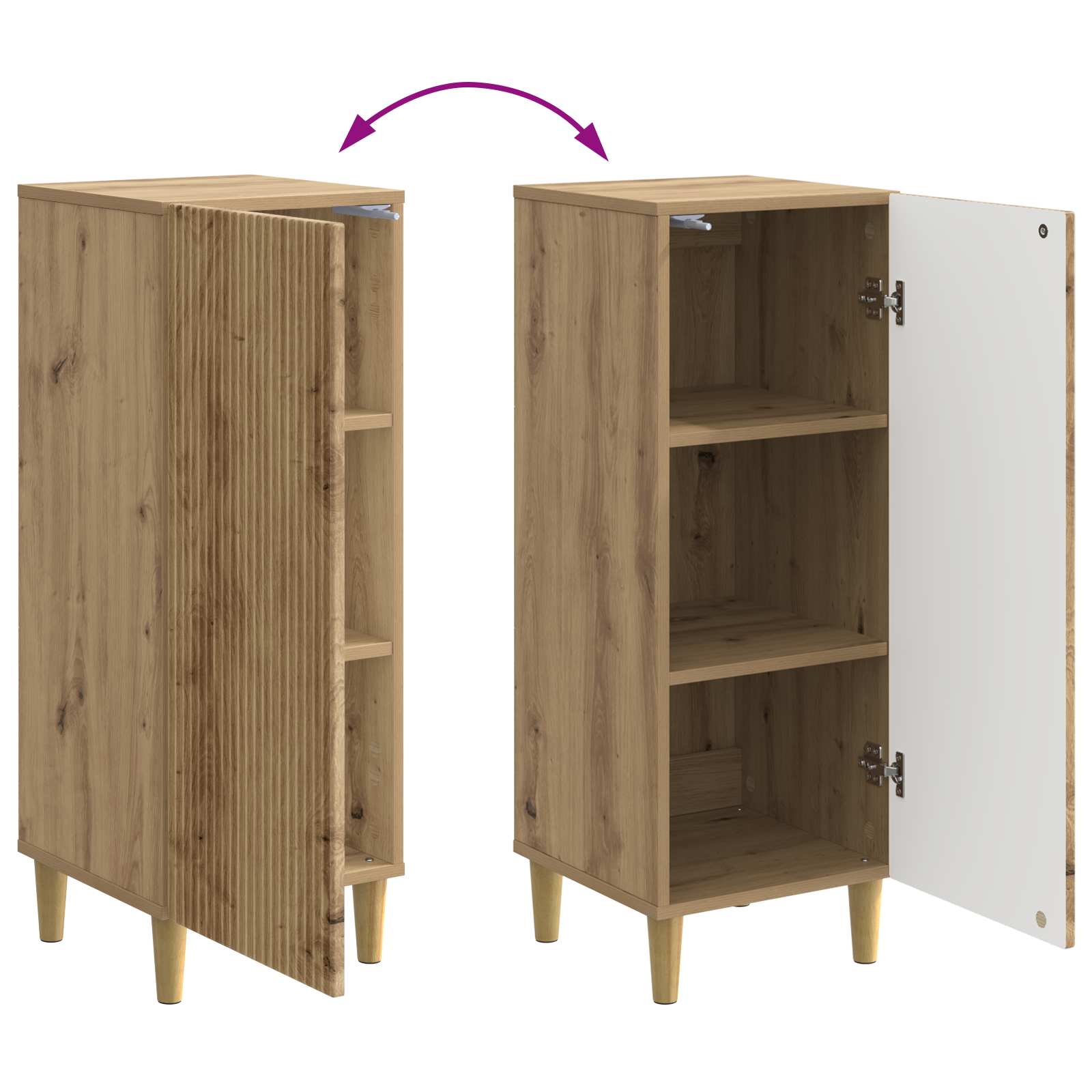 Dressoir Artisanaal eiken 33 x 34,5 x 90 cm Bewerkt hout is nu te koop bij PeponiXL, paradijselijk wonen!