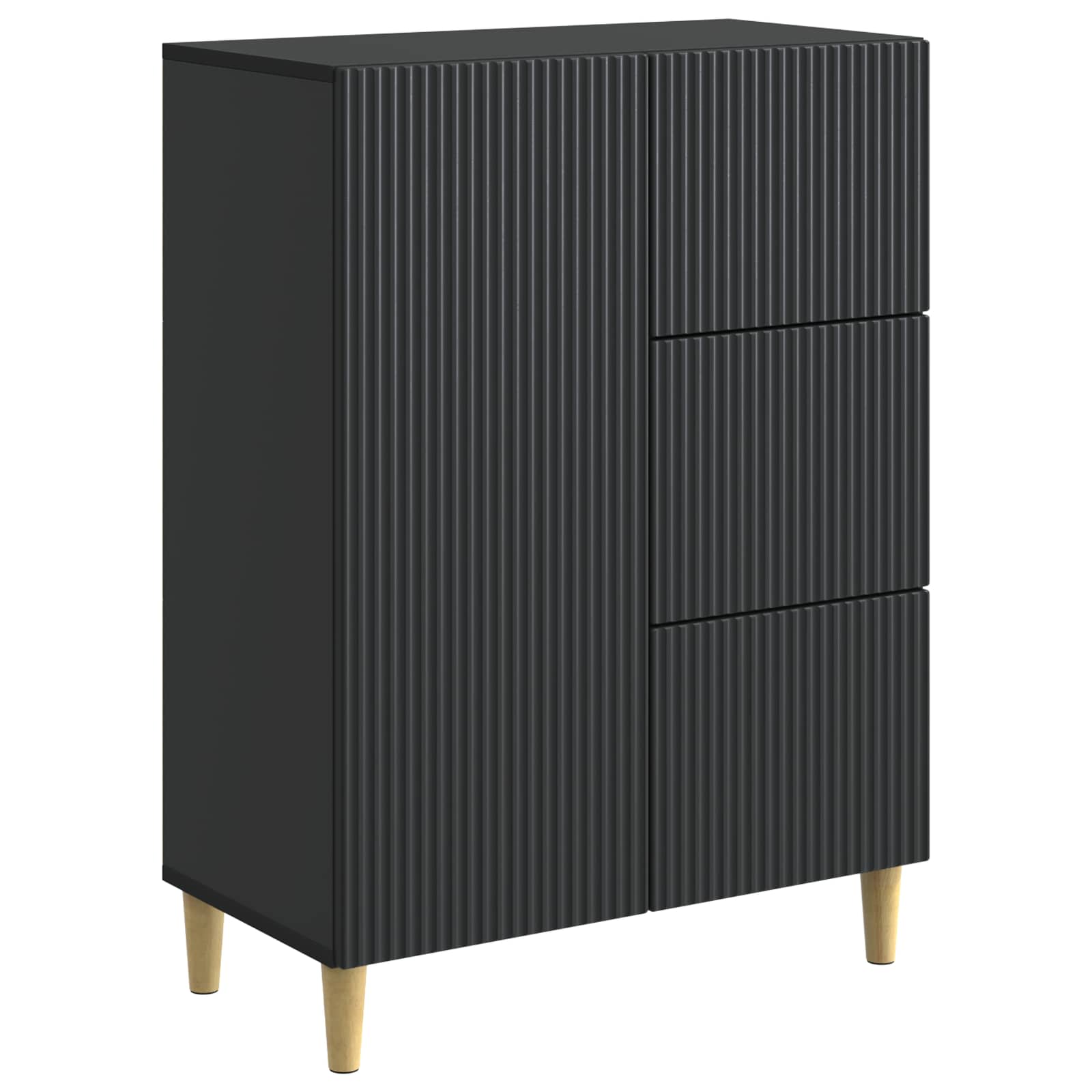 Dressoir met lade Zwart 66 x 34,5 x 90 cm Bewerkt hout is nu te koop bij PeponiXL, paradijselijk wonen!