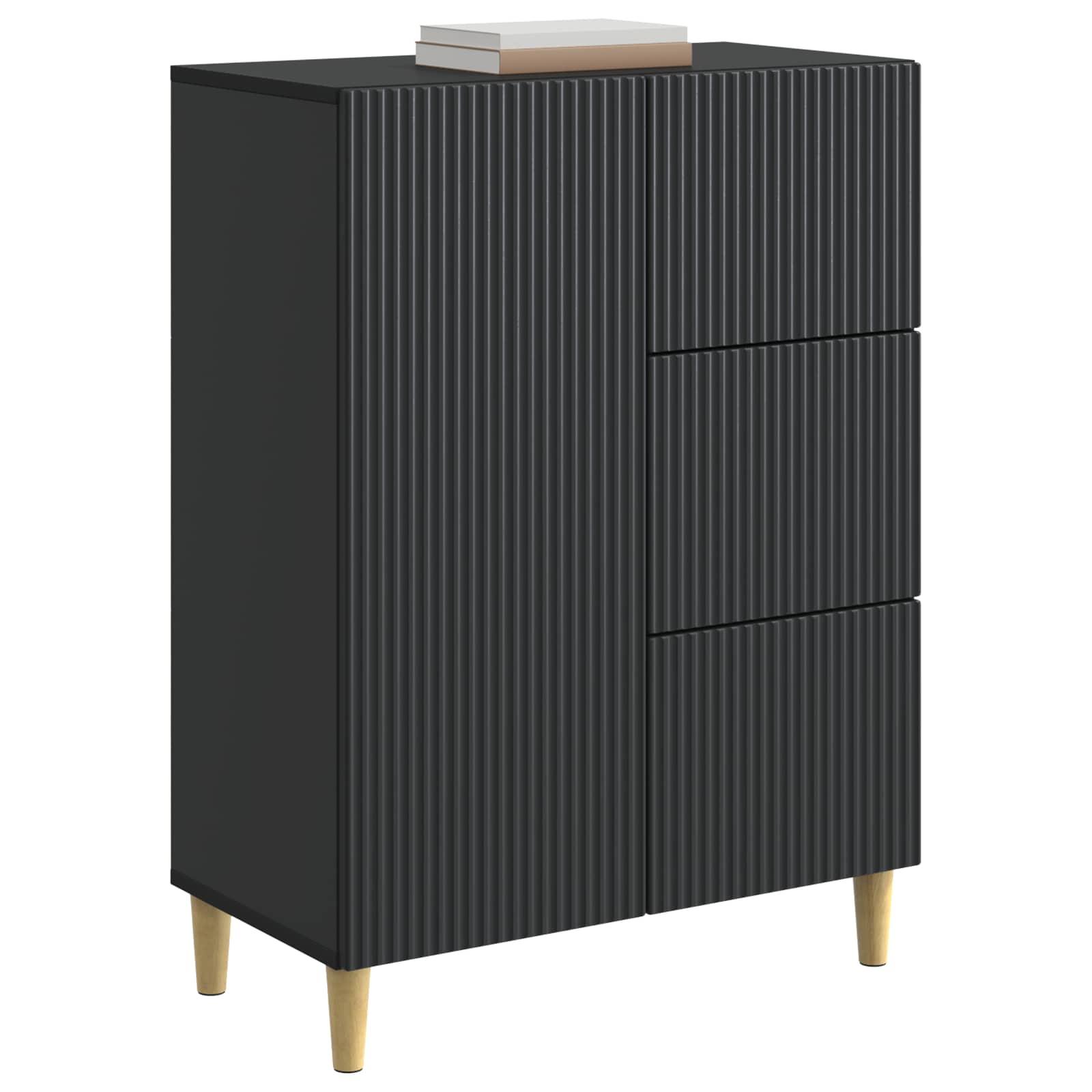 Dressoir met lade Zwart 66 x 34,5 x 90 cm Bewerkt hout is nu te koop bij PeponiXL, paradijselijk wonen!