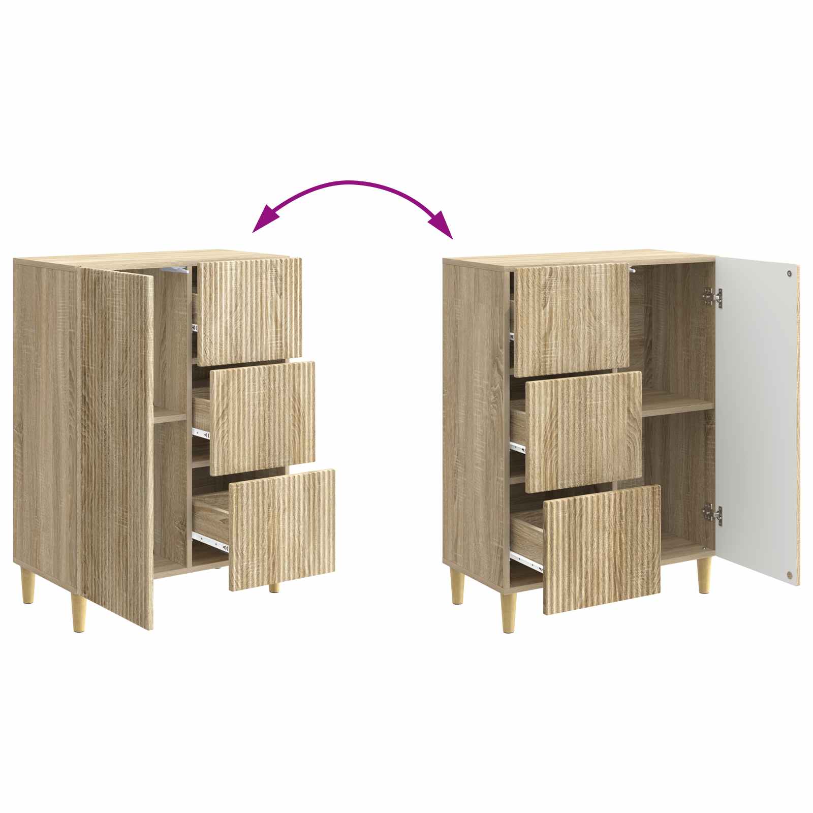 Dressoir met lade Sonoma Eiken 66 x 34,5 x 90 cm Bewerkt hout is nu te koop bij PeponiXL, paradijselijk wonen!