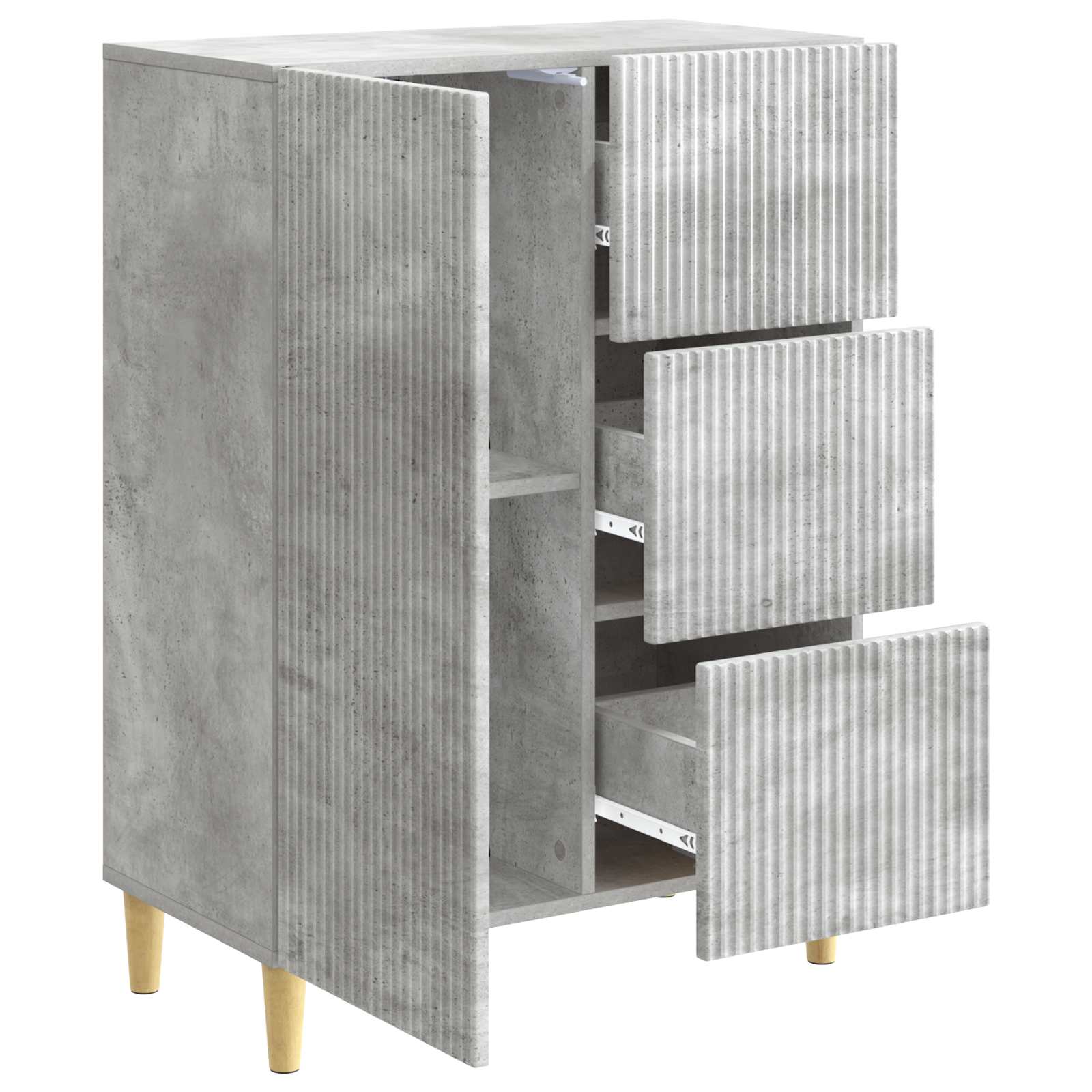 Dressoir met lade Betongrijs 66 x 34,5 x 90 cm Bewerkt hout is nu te koop bij PeponiXL, paradijselijk wonen!