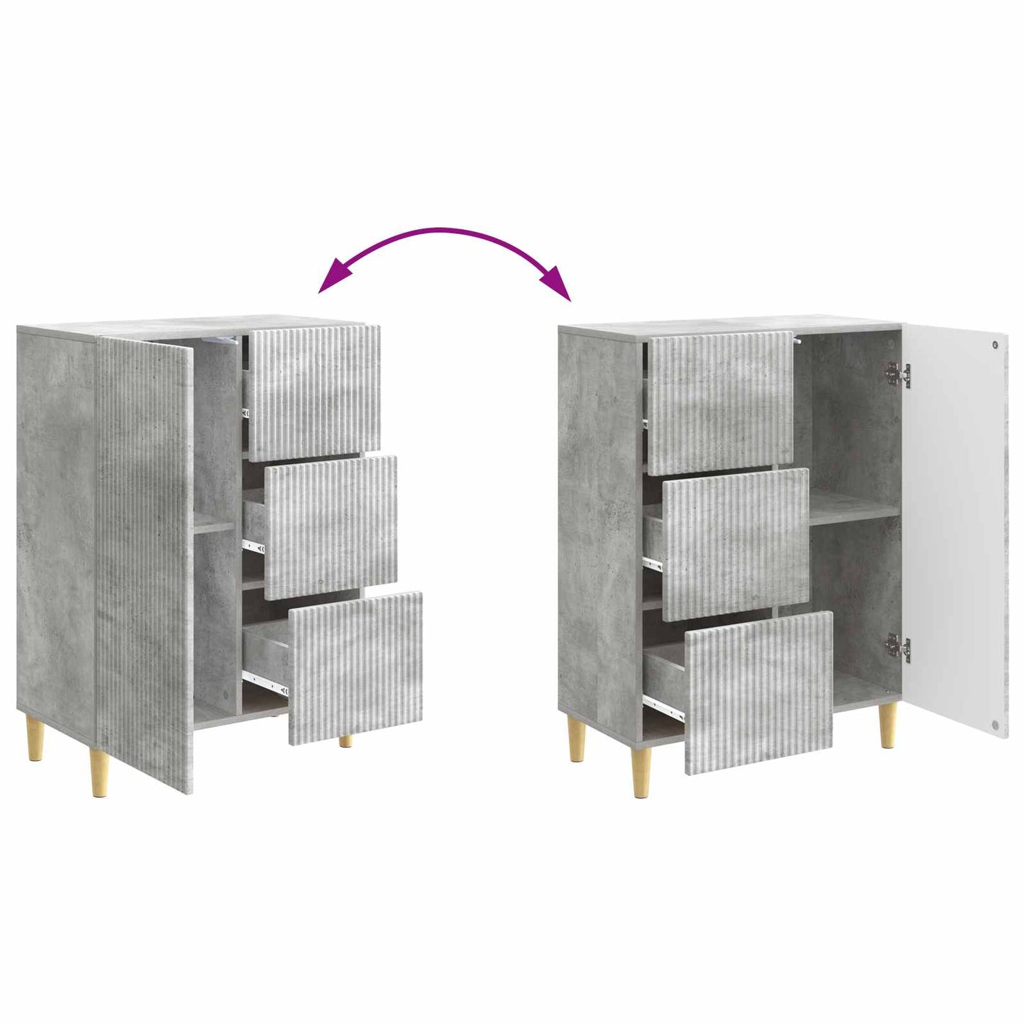 Dressoir met lade Betongrijs 66 x 34,5 x 90 cm Bewerkt hout is nu te koop bij PeponiXL, paradijselijk wonen!
