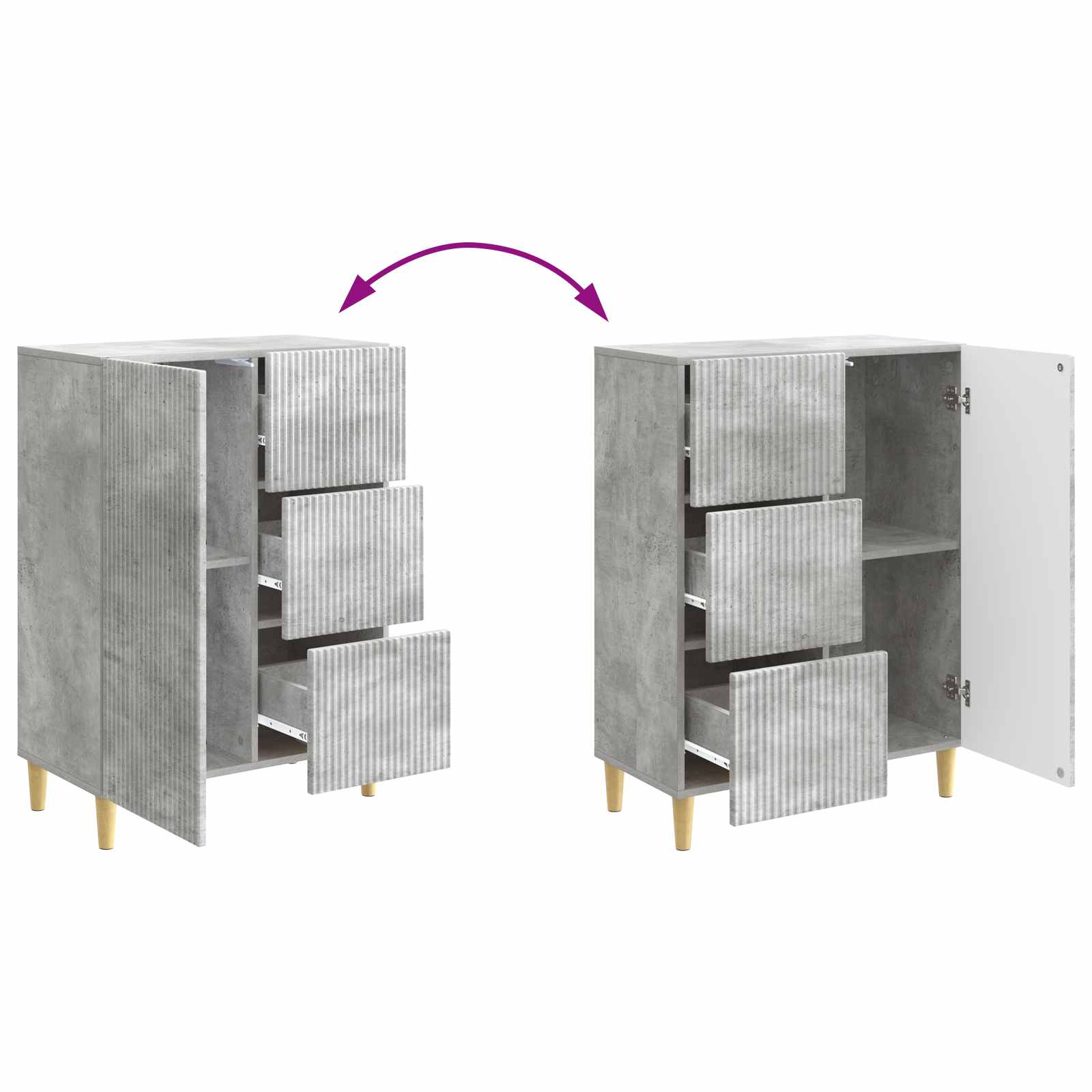 Dressoir met lade Betongrijs 66 x 34,5 x 90 cm Bewerkt hout is nu te koop bij PeponiXL, paradijselijk wonen!