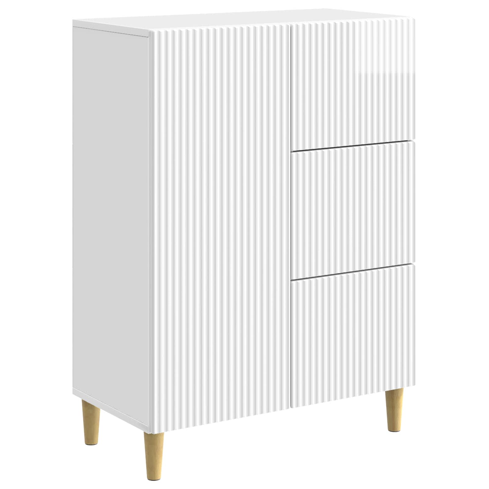 Dressoir met lade Hoogglans Wit 66 x 34,5 x 90 cm Bewerkt hout is nu te koop bij PeponiXL, paradijselijk wonen!