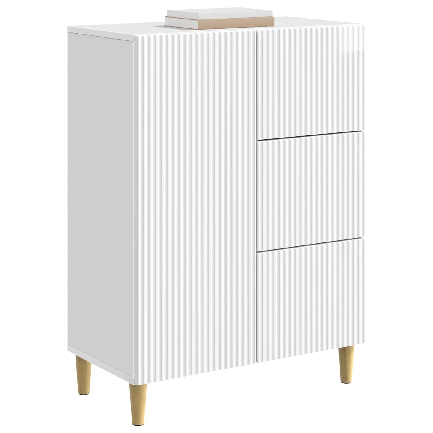 Dressoir met lade Hoogglans Wit 66 x 34,5 x 90 cm Bewerkt hout is nu te koop bij PeponiXL, paradijselijk wonen!