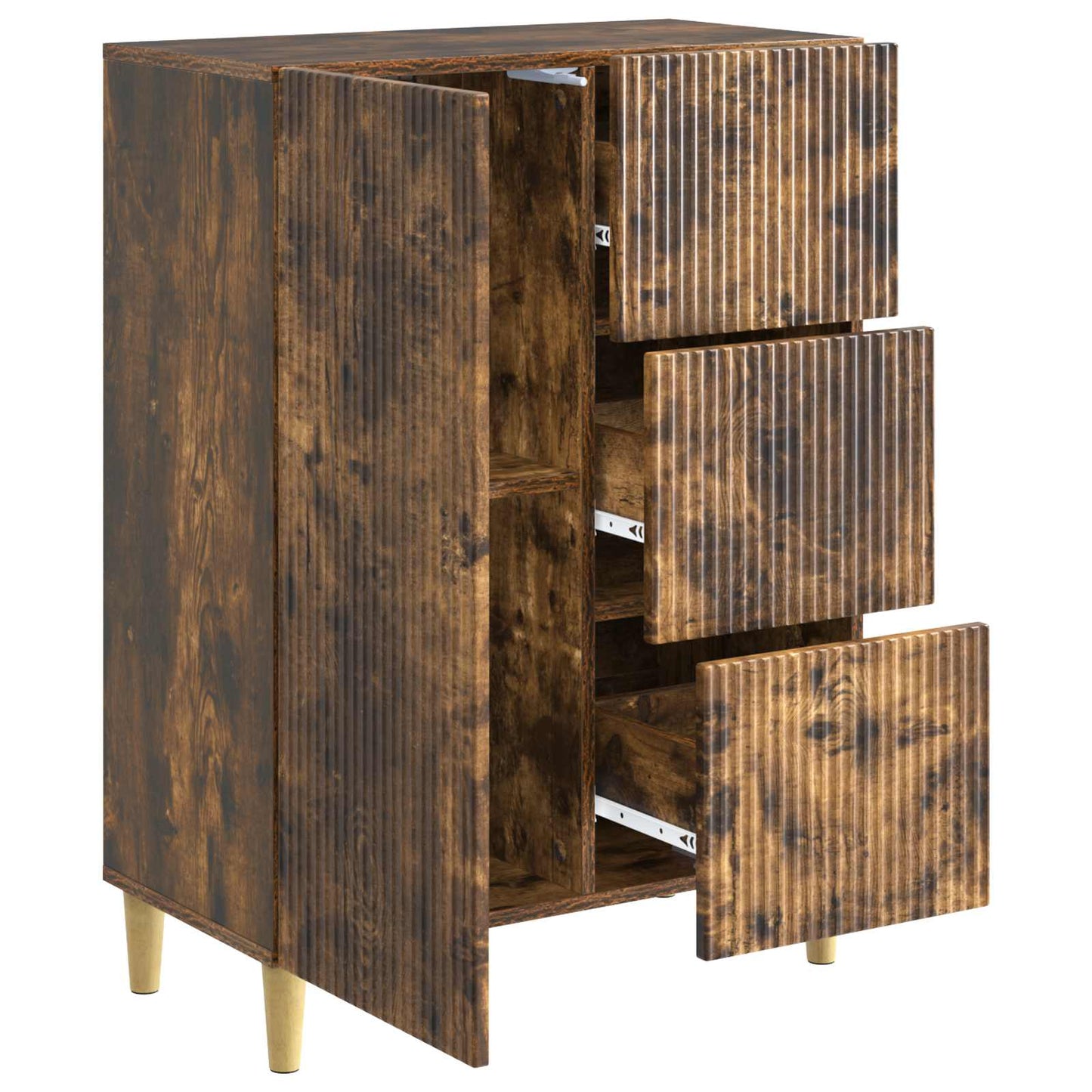 Dressoir met lade Gerookt eiken 66 x 34,5 x 90 cm Bewerkt hout is nu te koop bij PeponiXL, paradijselijk wonen!