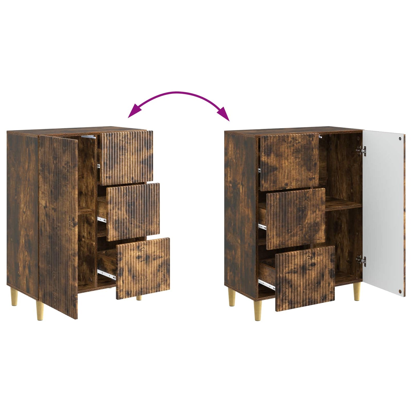 Dressoir met lade Gerookt eiken 66 x 34,5 x 90 cm Bewerkt hout is nu te koop bij PeponiXL, paradijselijk wonen!