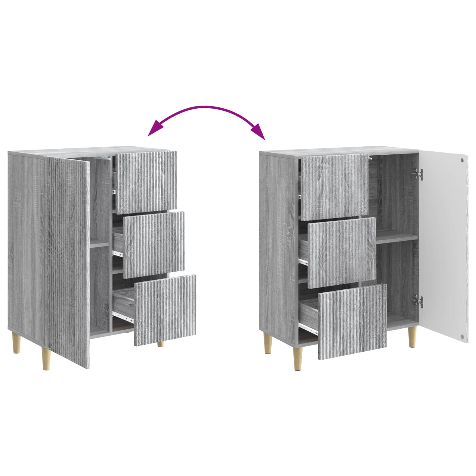 Dressoir met lade Grijs sonoma 66 x 34,5 x 90 cm Bewerkt hout is nu te koop bij PeponiXL, paradijselijk wonen!