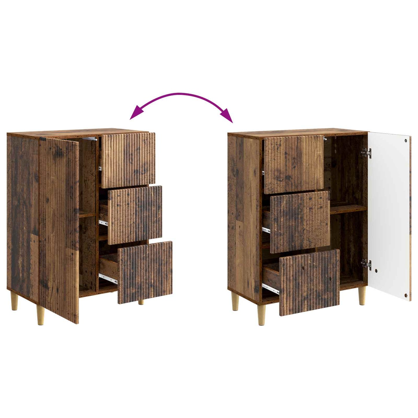Dressoir met lade Oud hout 66 x 34,5 x 90 cm Bewerkt hout is nu te koop bij PeponiXL, paradijselijk wonen!