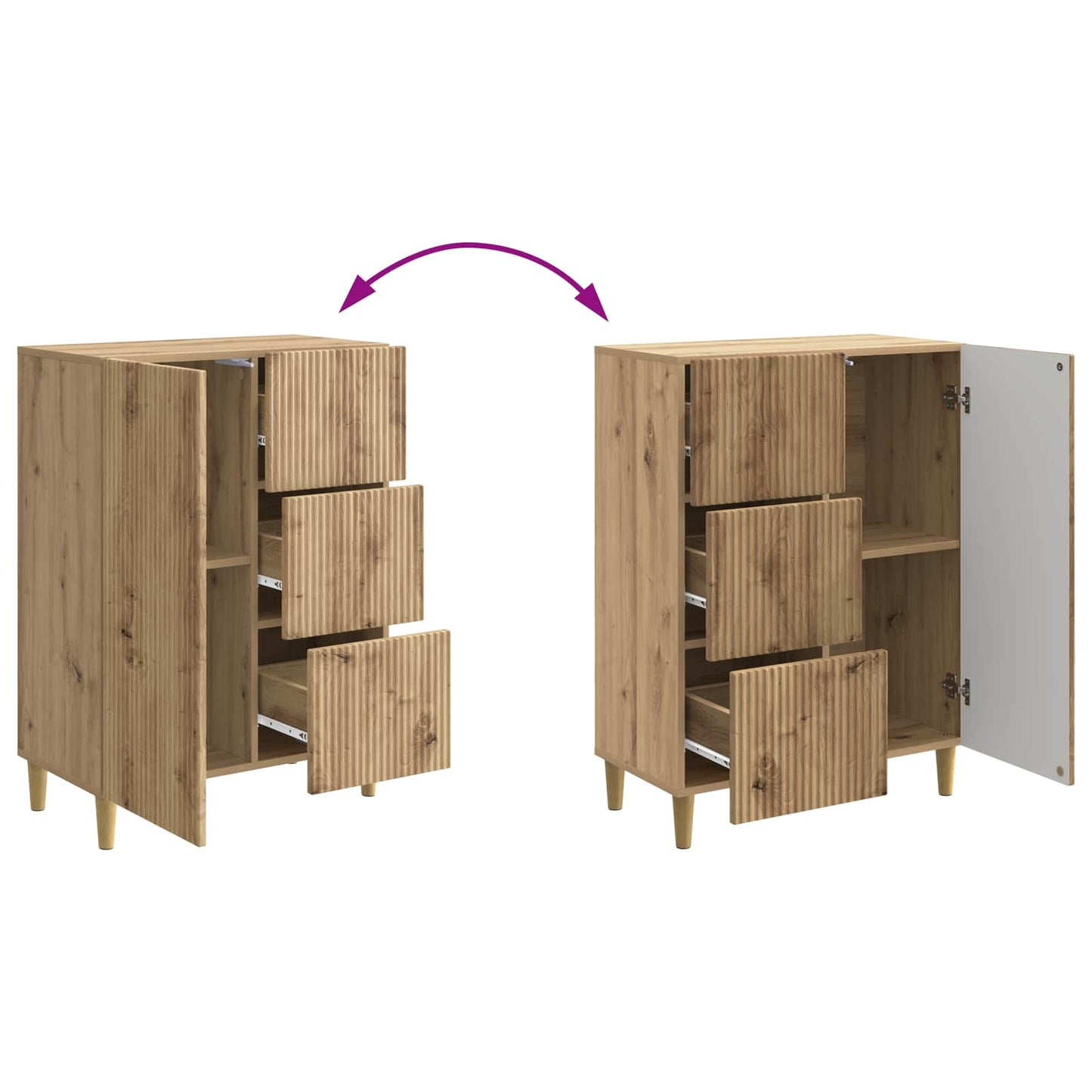 Dressoir Artisanaal eiken 66 x 34,5 x 90 cm Bewerkt hout is nu te koop bij PeponiXL, paradijselijk wonen!
