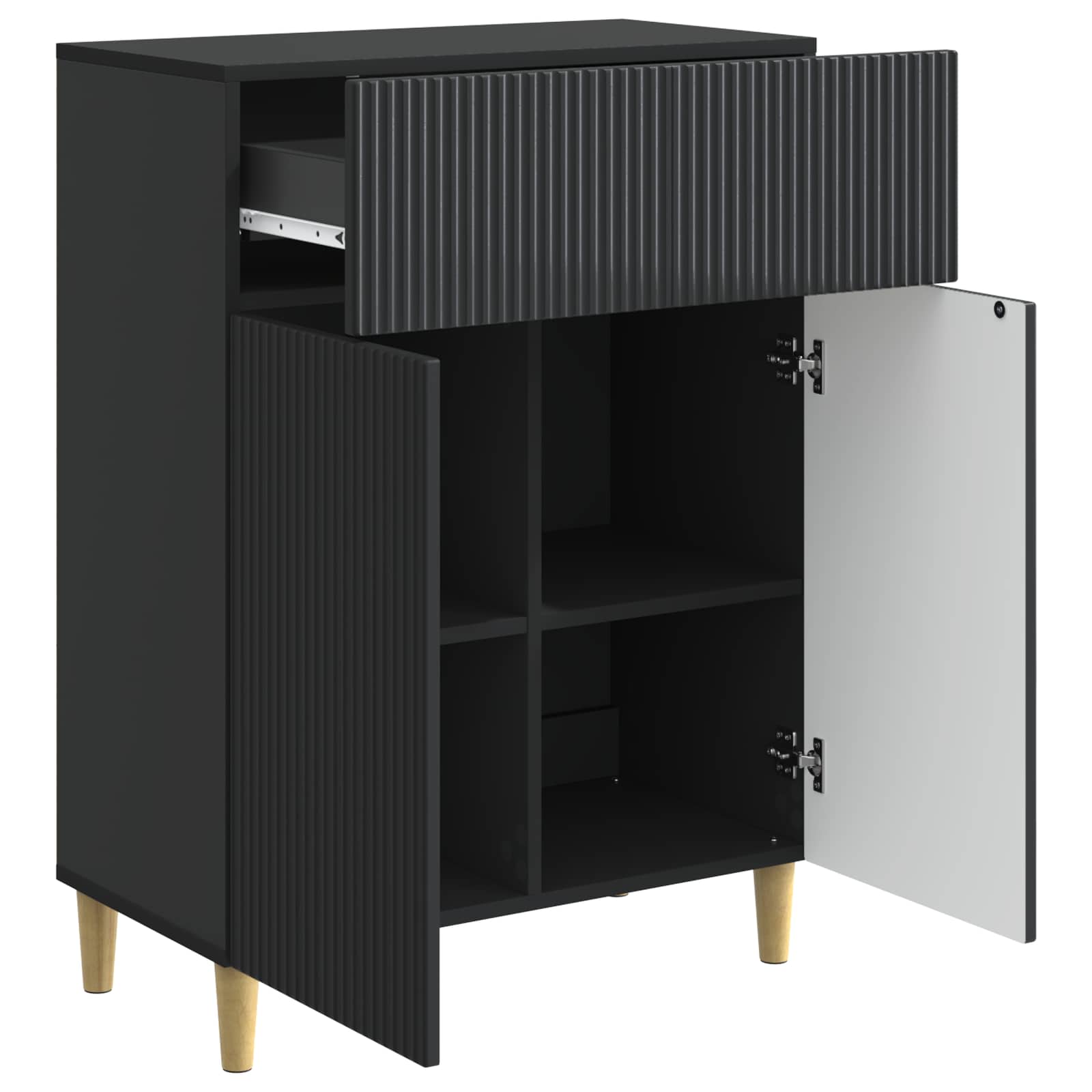 Dressoir met lade Zwart 66 x 34,5 x 90 cm Bewerkt hout is nu te koop bij PeponiXL, paradijselijk wonen!