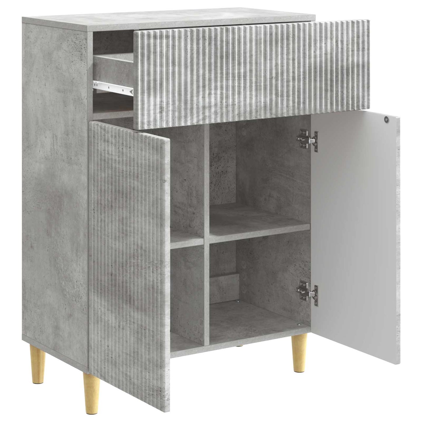 Dressoir met lade Betongrijs 66 x 34,5 x 90 cm Bewerkt hout is nu te koop bij PeponiXL, paradijselijk wonen!