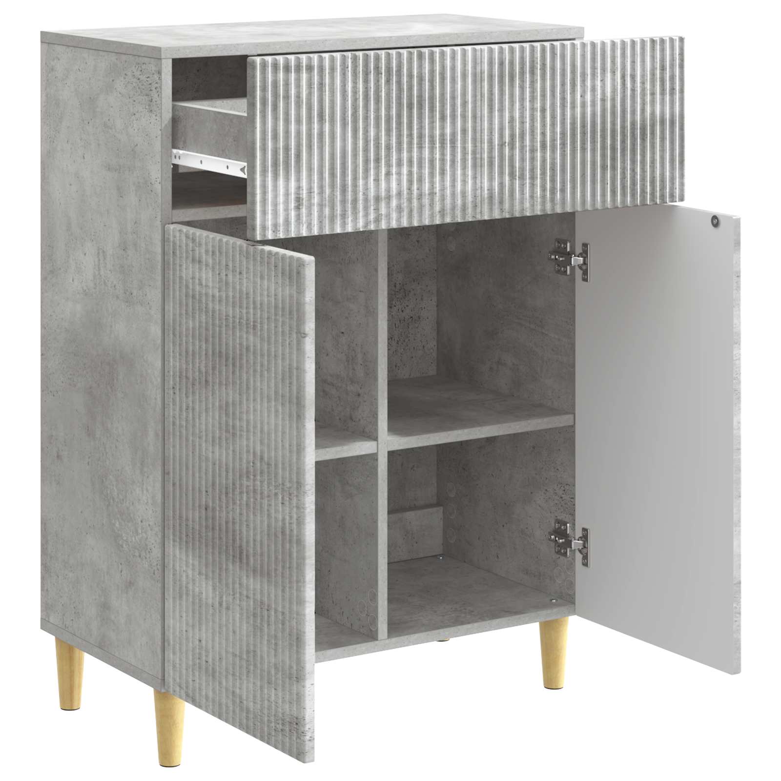 Dressoir met lade Betongrijs 66 x 34,5 x 90 cm Bewerkt hout is nu te koop bij PeponiXL, paradijselijk wonen!