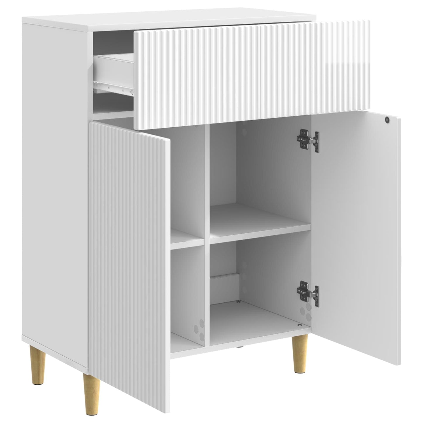 Dressoir met lade Hoogglans Wit 66 x 34,5 x 90 cm Bewerkt hout is nu te koop bij PeponiXL, paradijselijk wonen!