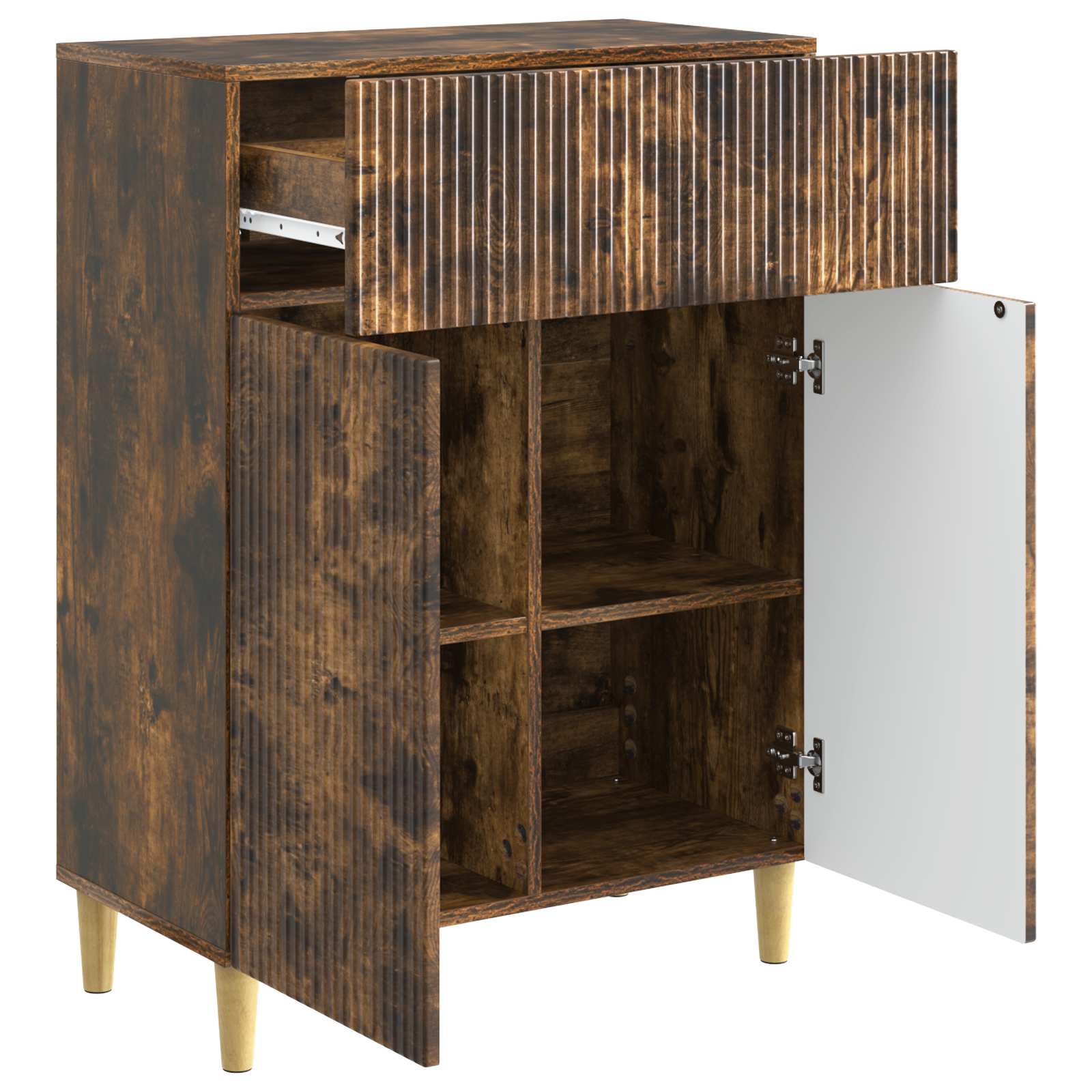 Dressoir met lade Gerookt eiken 66 x 34,5 x 90 cm Bewerkt hout is nu te koop bij PeponiXL, paradijselijk wonen!