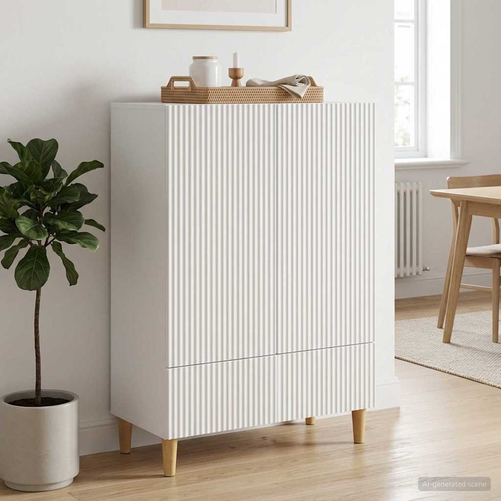 Dressoir Wit 66 x 34,5 x 95 cm Bewerkt hout is nu te koop bij PeponiXL, paradijselijk wonen!