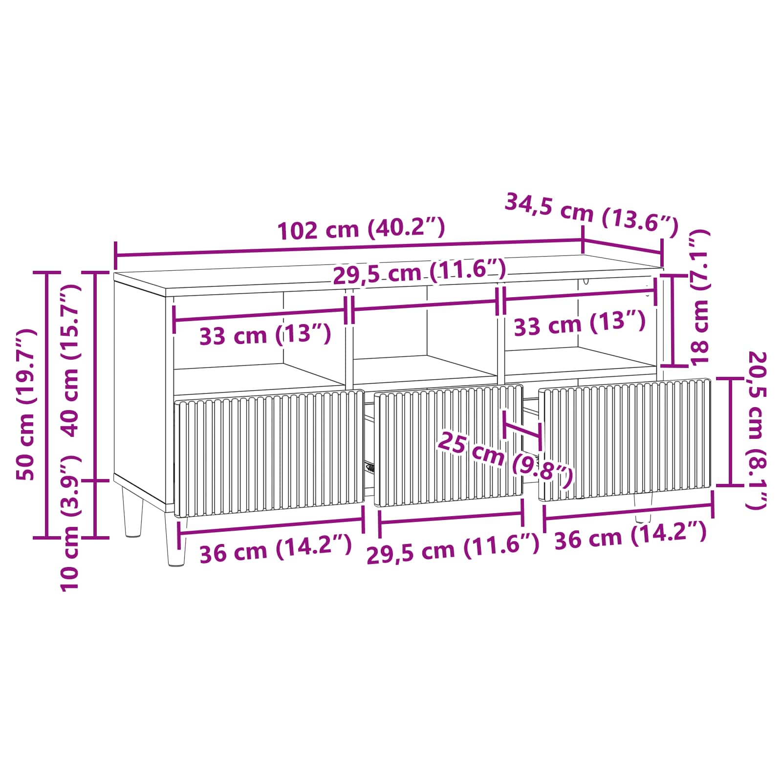 TV-kast met lade Wit 102 x 34,5 x 50 cm Bewerkt hout is nu te koop bij PeponiXL, paradijselijk wonen!