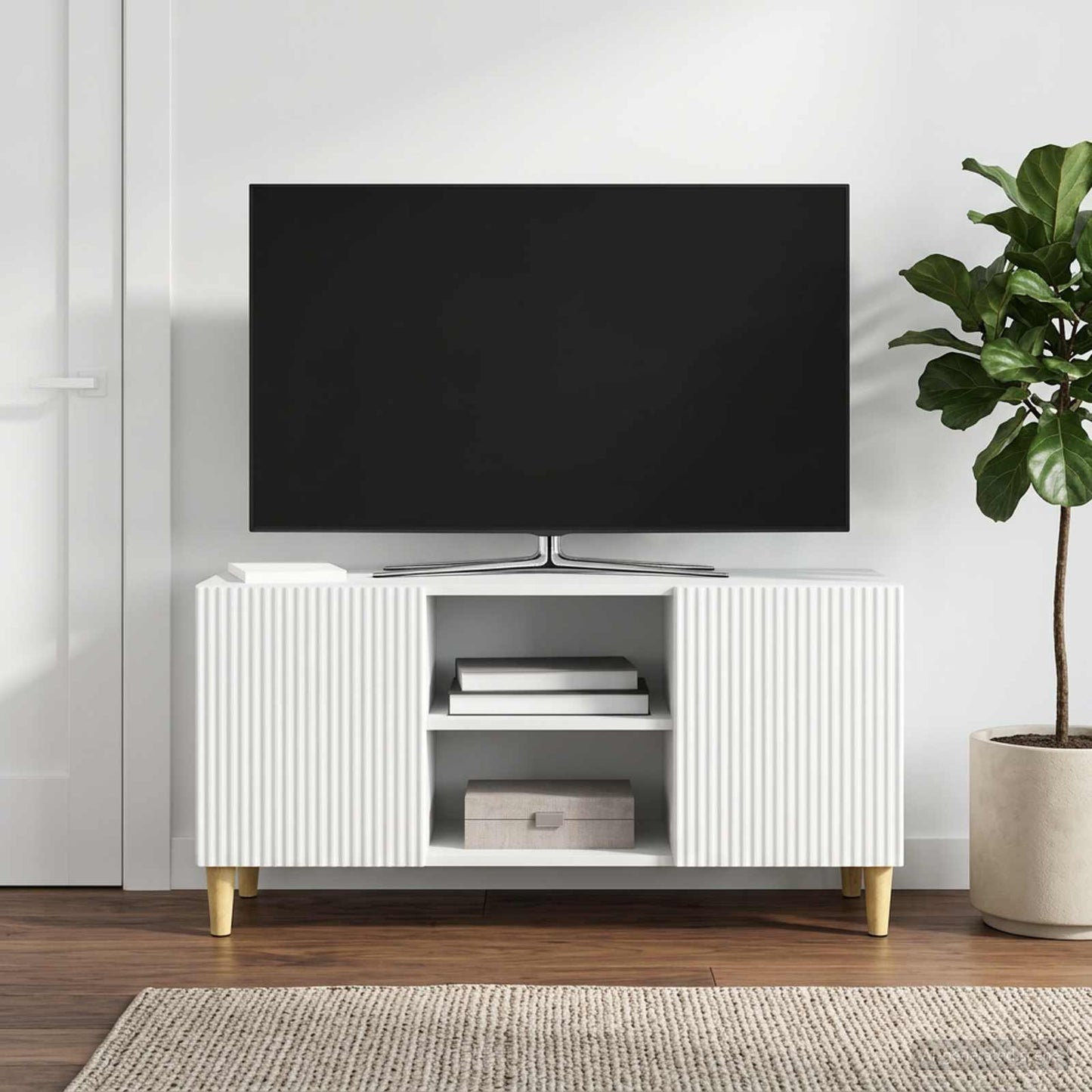 TV-kast Wit 102 x 34,5 x 50 cm Bewerkt hout is nu te koop bij PeponiXL, paradijselijk wonen!