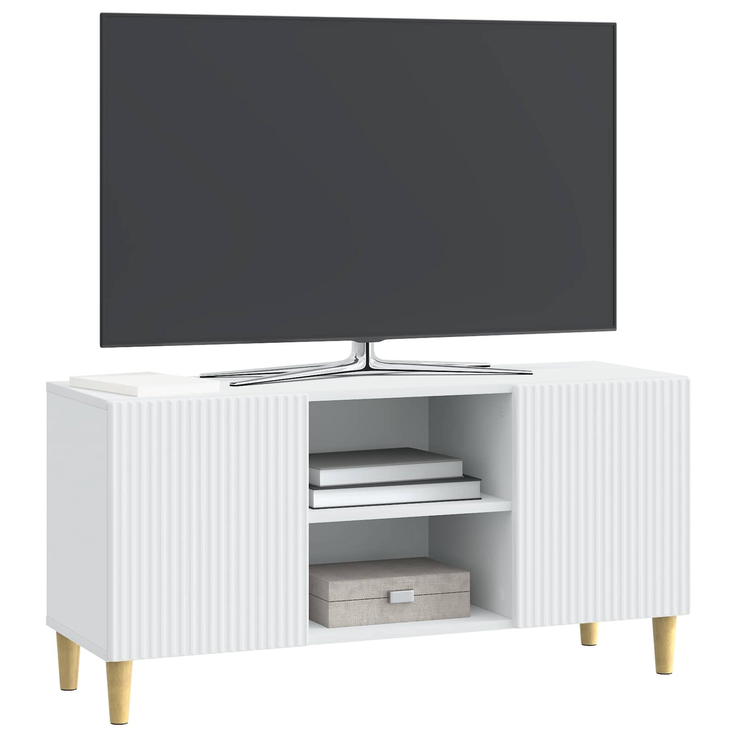TV-kast Wit 102 x 34,5 x 50 cm Bewerkt hout is nu te koop bij PeponiXL, paradijselijk wonen!