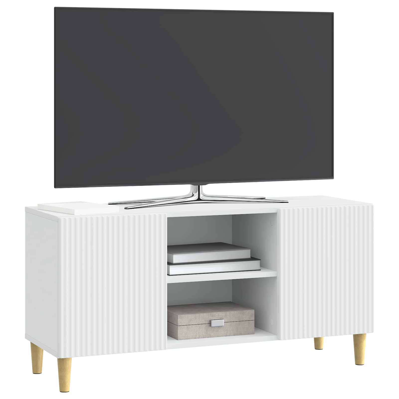 TV-kast Wit 102 x 34,5 x 50 cm Bewerkt hout is nu te koop bij PeponiXL, paradijselijk wonen!