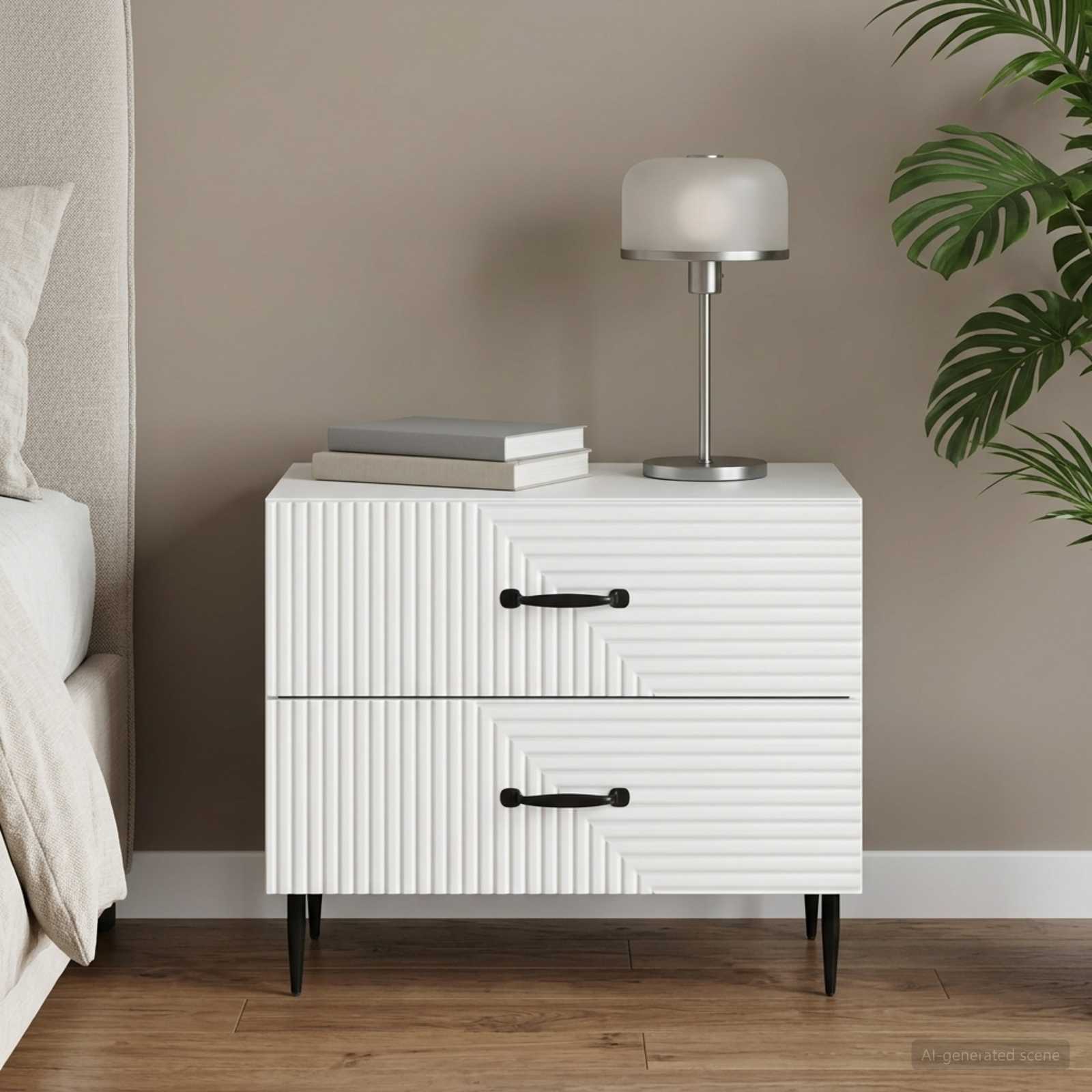Nachtkastje met lade Wit 62 x 34,5 x 47,5 cm Bewerkt hout is nu te koop bij PeponiXL, paradijselijk wonen!
