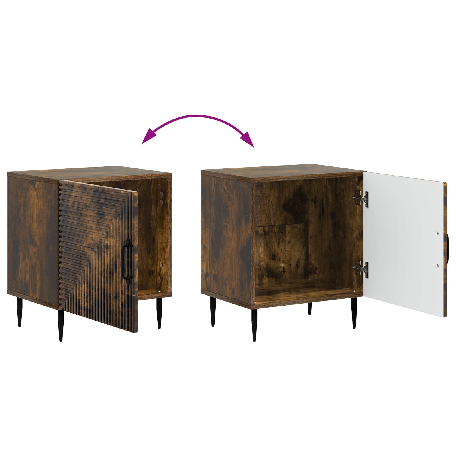 Nachtkastje 2 pcs Gerookt eiken 43 x 34,5 x 50 cm Bewerkt hout is nu te koop bij PeponiXL, paradijselijk wonen!