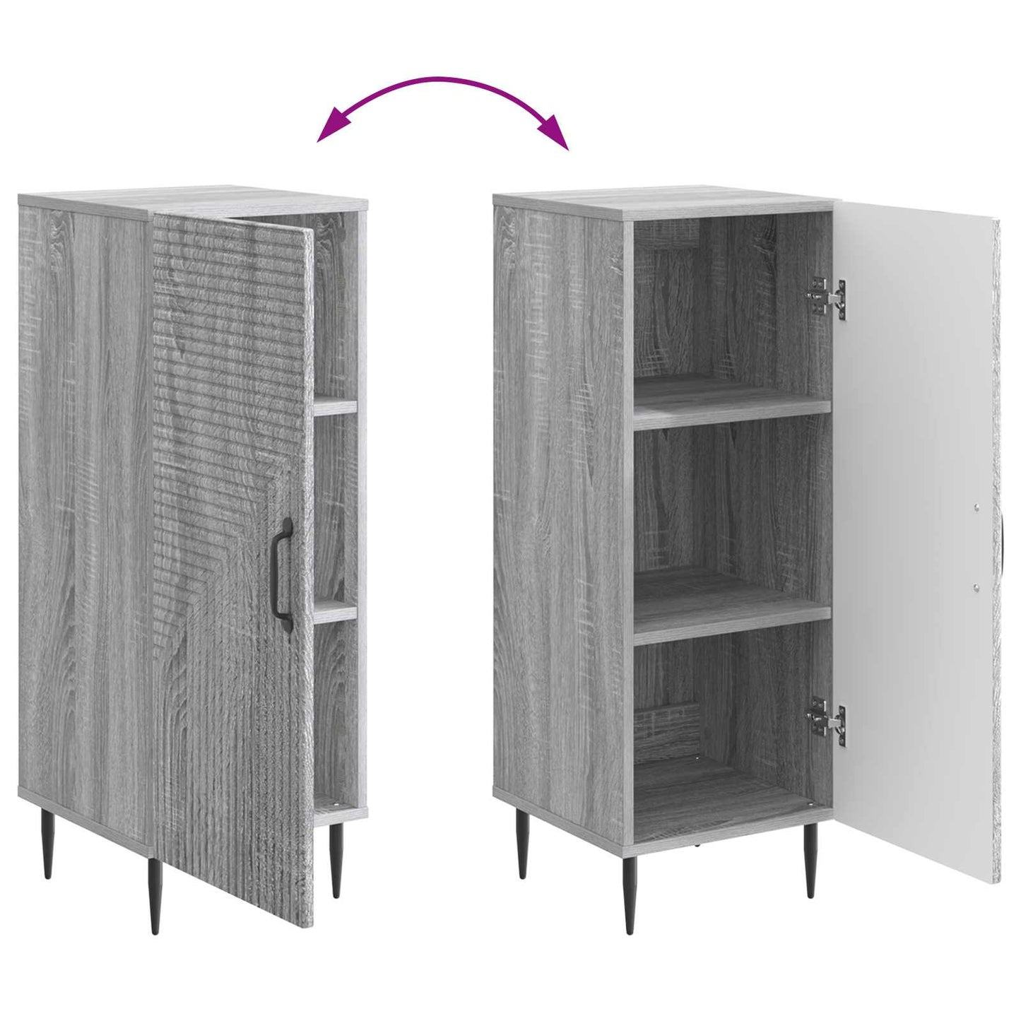 Dressoir Grijs sonoma 33 x 34,5 x 89,5 cm Bewerkt hout is nu te koop bij PeponiXL, paradijselijk wonen!