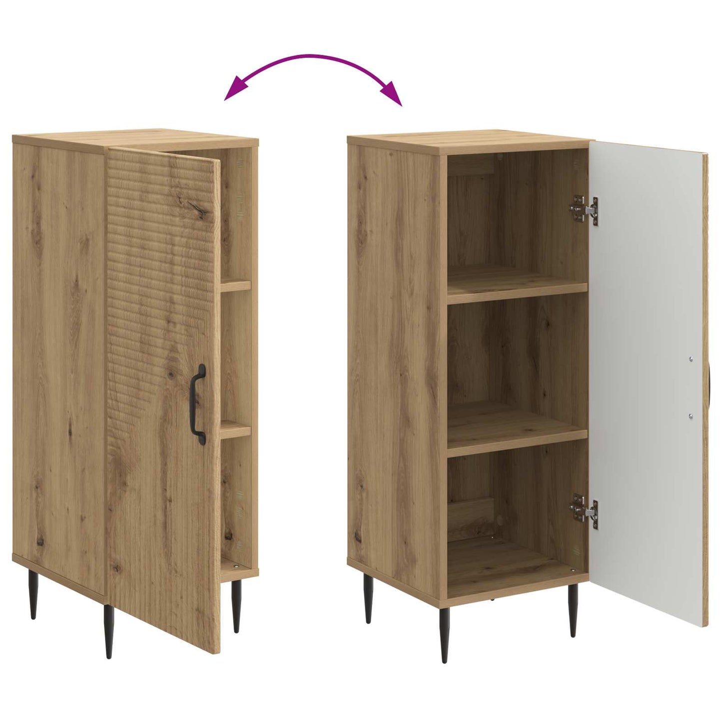 Dressoir Artisanaal eiken 33 x 34,5 x 89,5 cm Bewerkt hout is nu te koop bij PeponiXL, paradijselijk wonen!