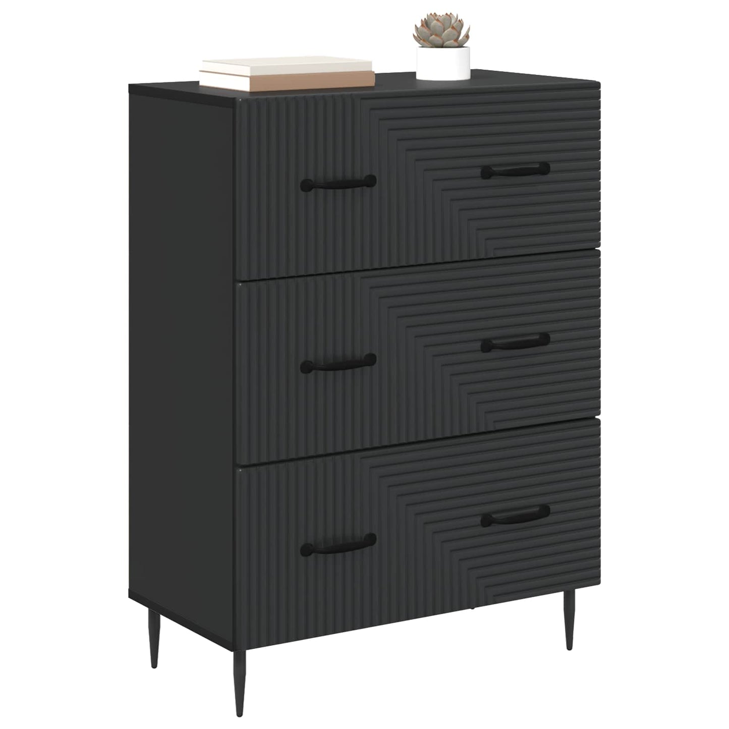 Ladenkast Zwart 66 x 34,5 x 89,5 cm Bewerkt hout is nu te koop bij PeponiXL, paradijselijk wonen!