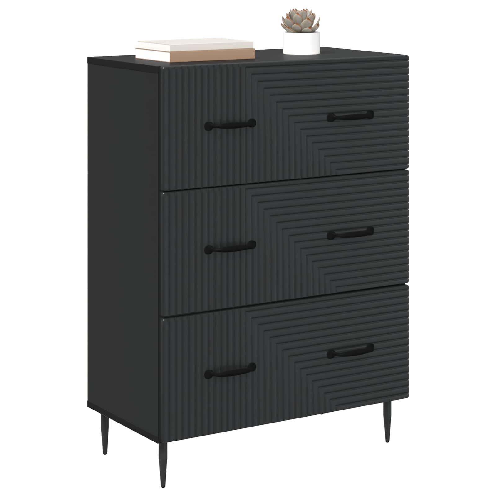 Ladenkast Zwart 66 x 34,5 x 89,5 cm Bewerkt hout is nu te koop bij PeponiXL, paradijselijk wonen!