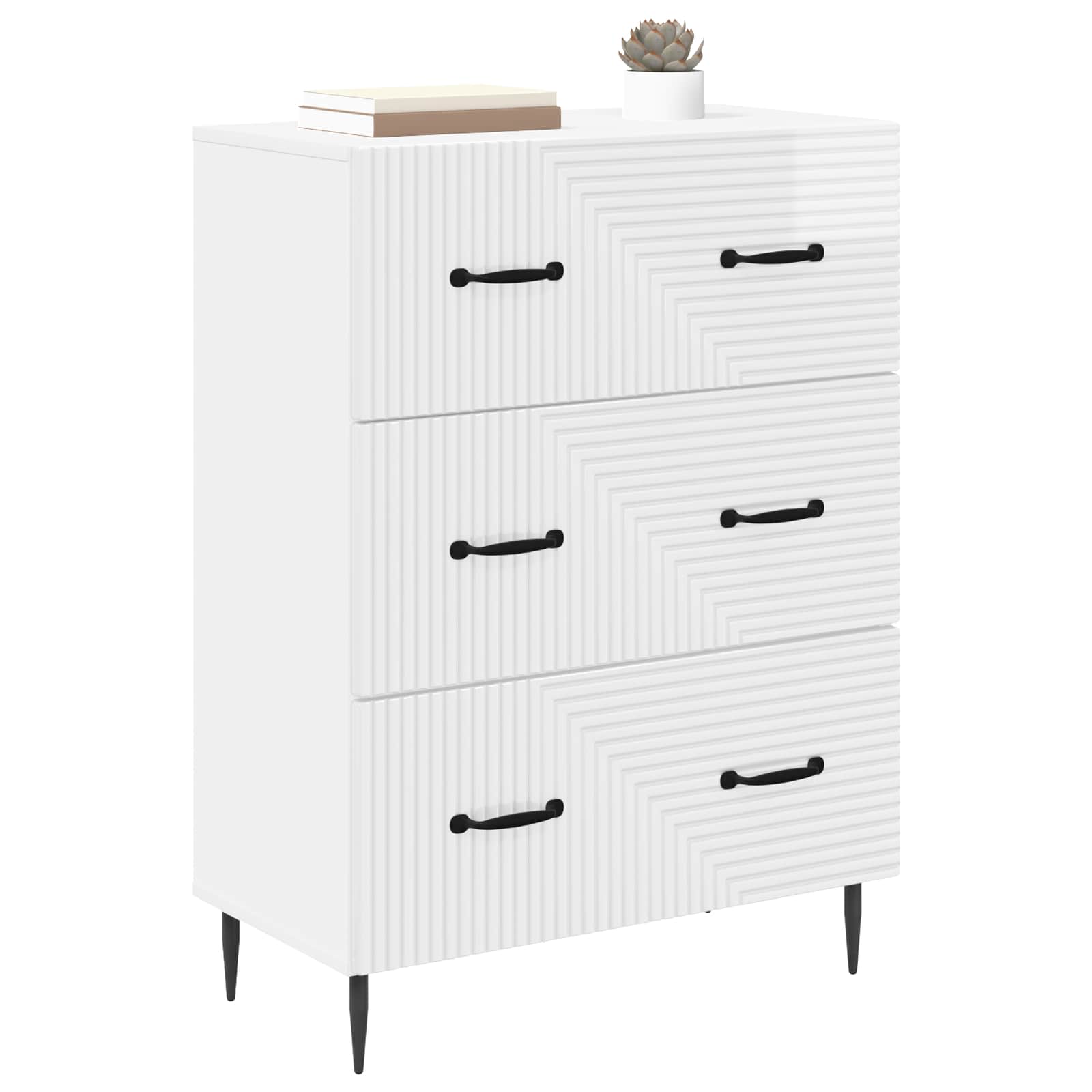 Ladenkast Hoogglans Wit 66 x 34,5 x 89,5 cm Bewerkt hout is nu te koop bij PeponiXL, paradijselijk wonen!