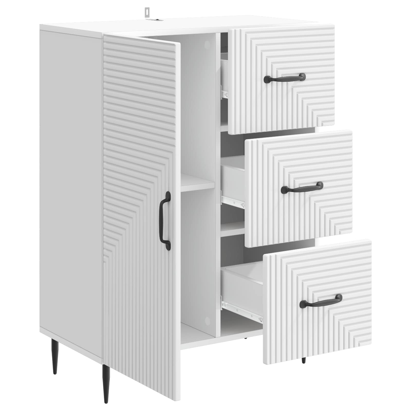 Dressoir Wit 66 x 34,5 x 89,5 cm Bewerkt hout is nu te koop bij PeponiXL, paradijselijk wonen!